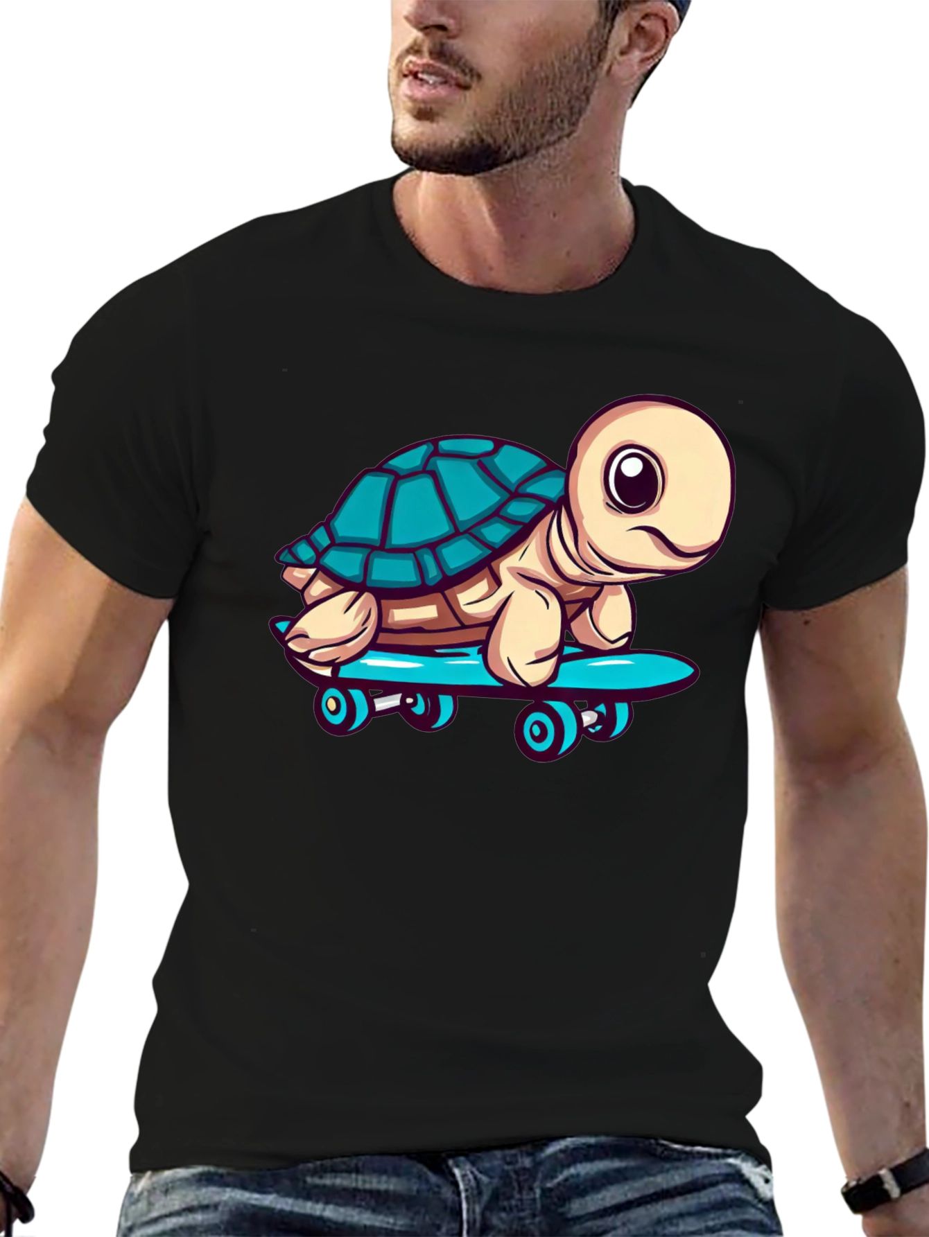 Black Turtle Skateboard Graphic T-Shirt view 6