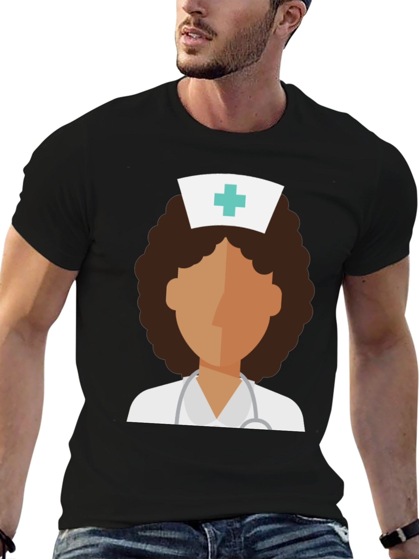 Black Nurse Graphic Tee - Unisex Medical T-Shirt view 6