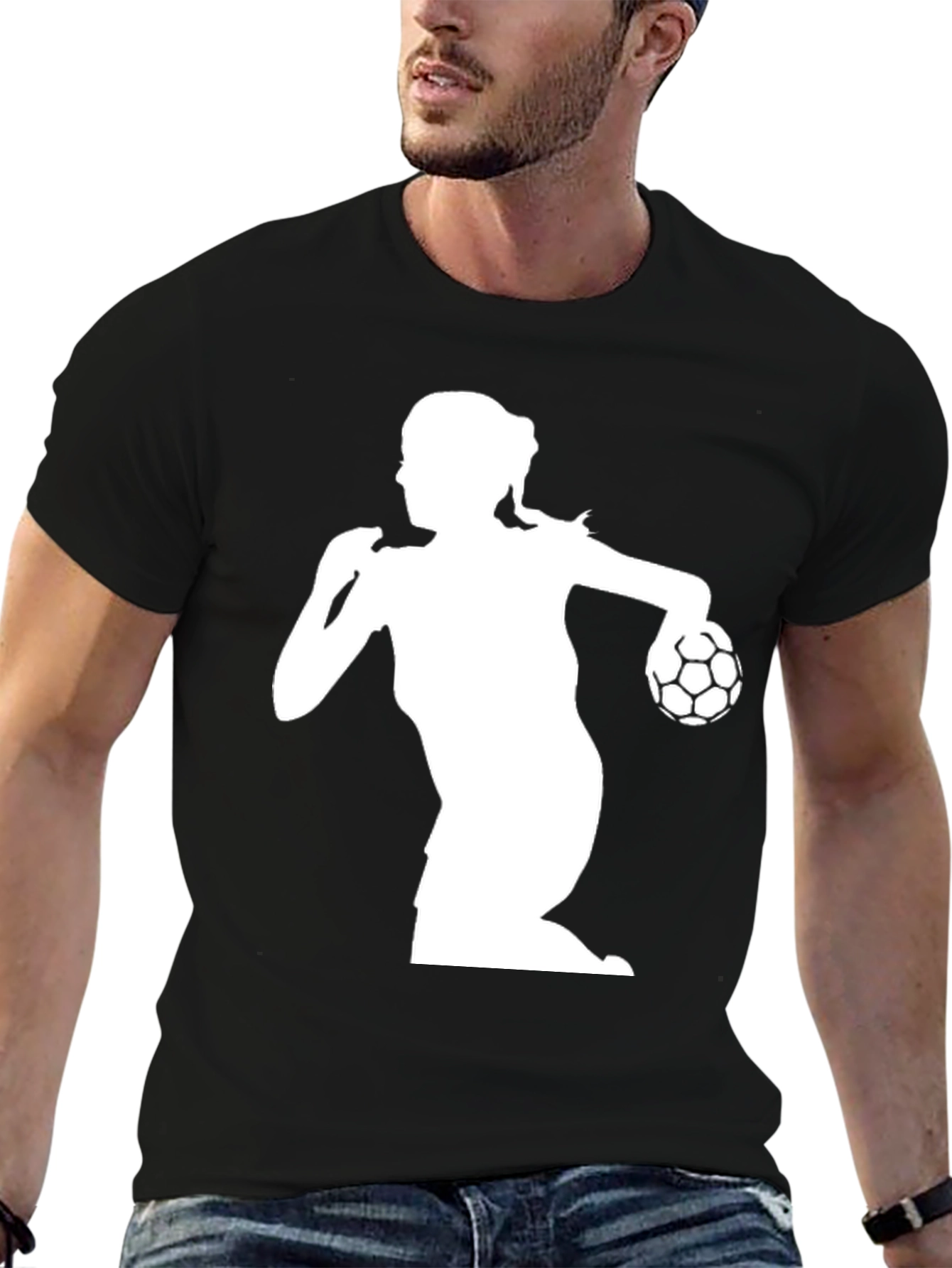 Black Handball Player Graphic Tee - Black view 6
