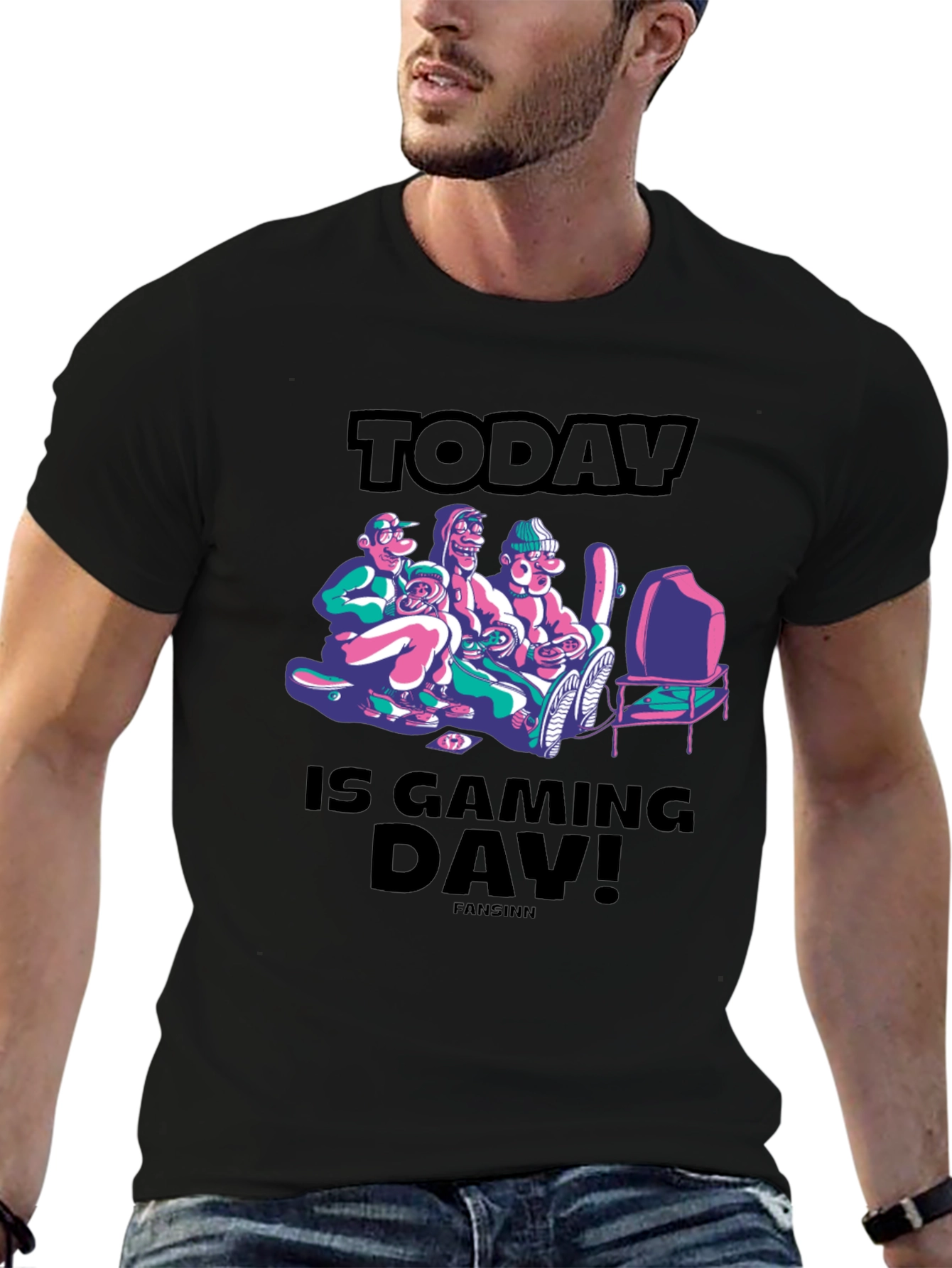 Black Today is Gaming Day! Graphic T-Shirt view 6