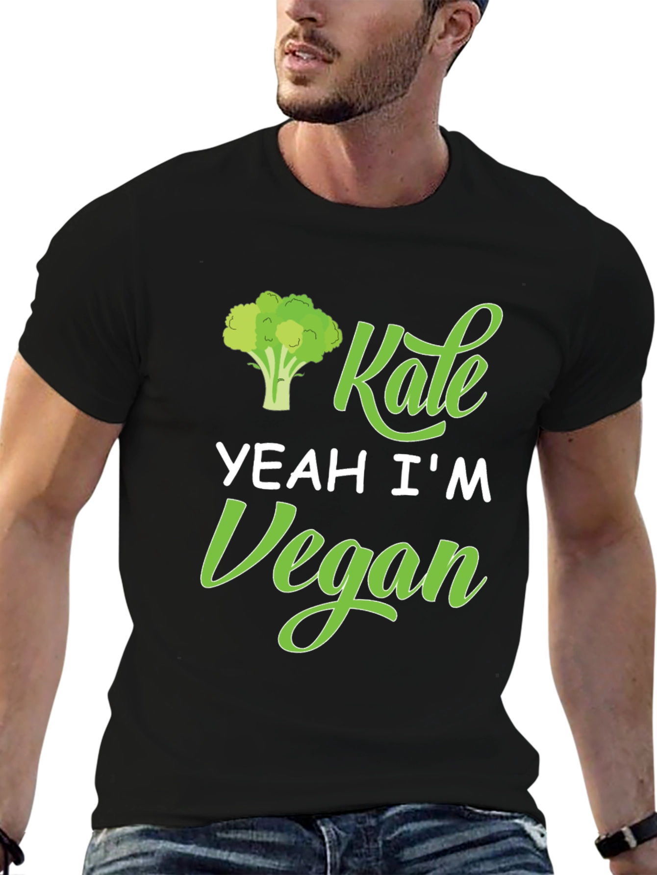 Black Kale Yeah I'm Vegan T-Shirt view 6