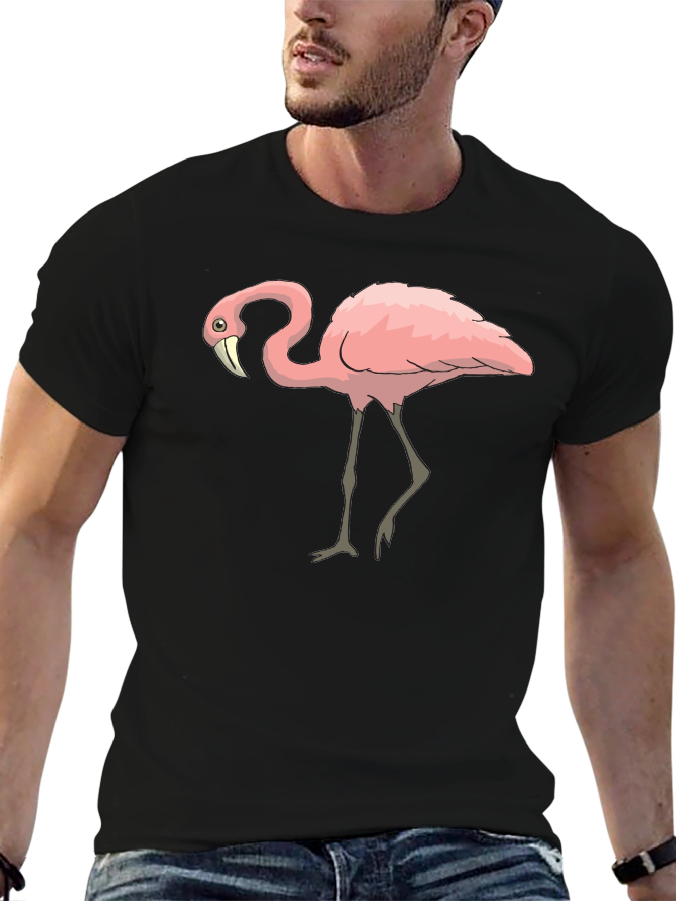 Black Flamingo Graphic Tee - Stylish Men's Black T-Shirt view 6