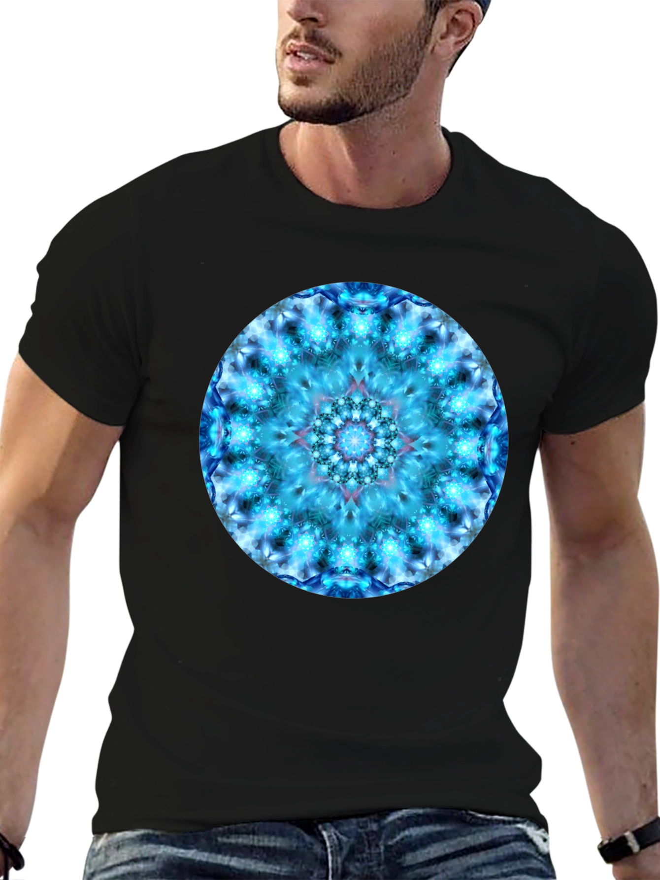 Black Blue Mandala Graphic Tee view 6