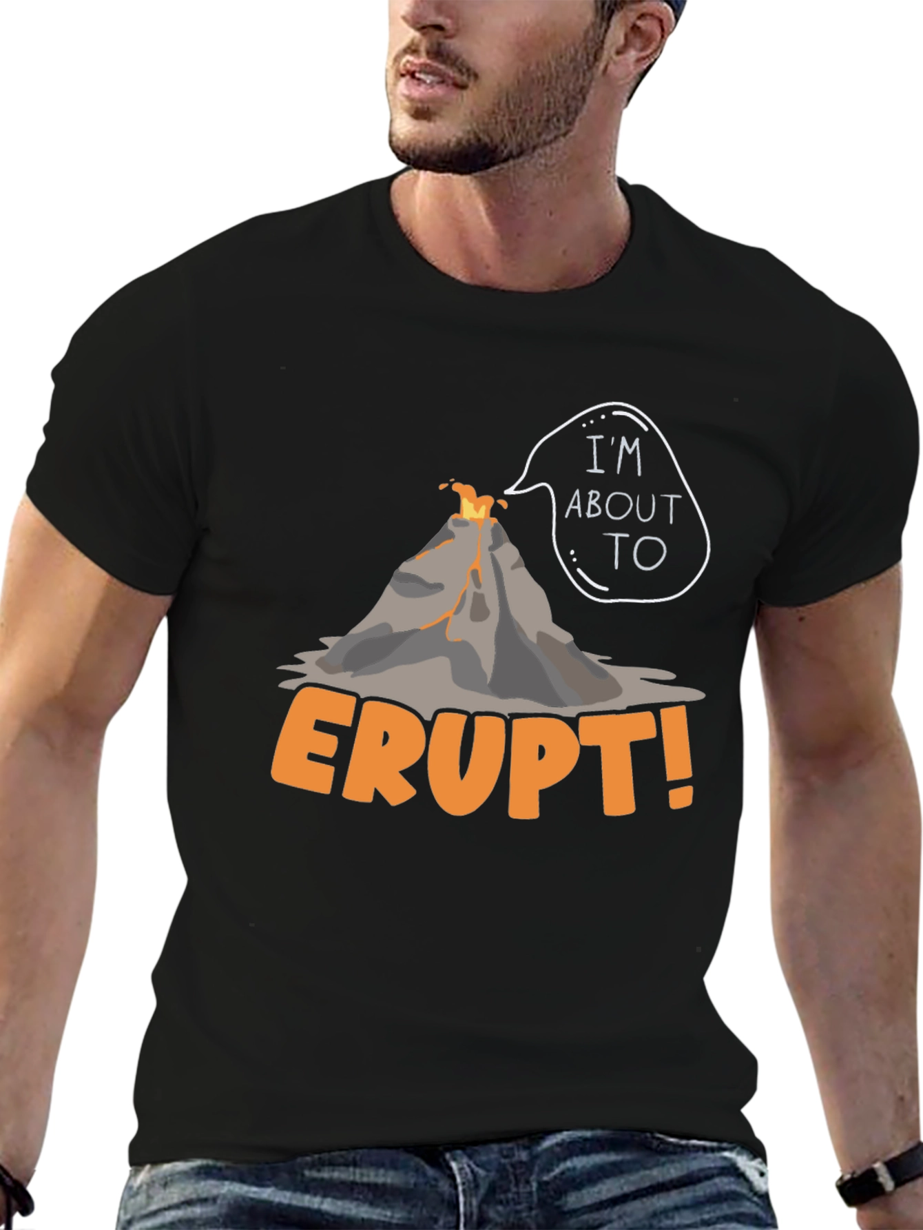 Black I'm About To Erupt Volcano Graphic Tee view 6
