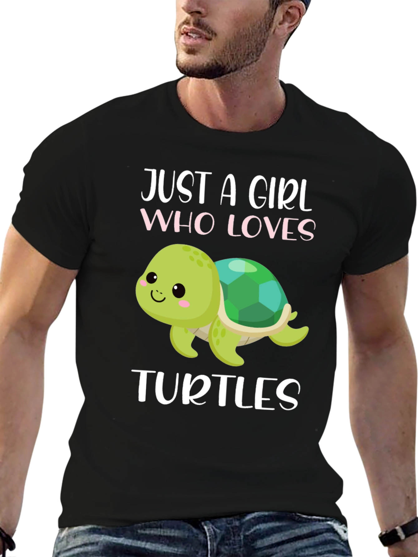 Black Just A Girl Who Loves Turtles T-Shirt view 6