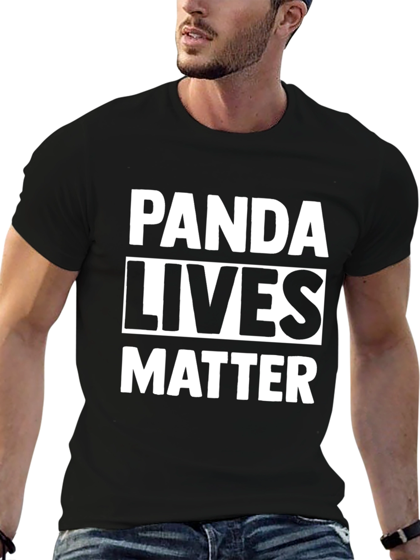 Black Panda Lives Matter Graphic Tee - Black Cotton T-Shirt view 6