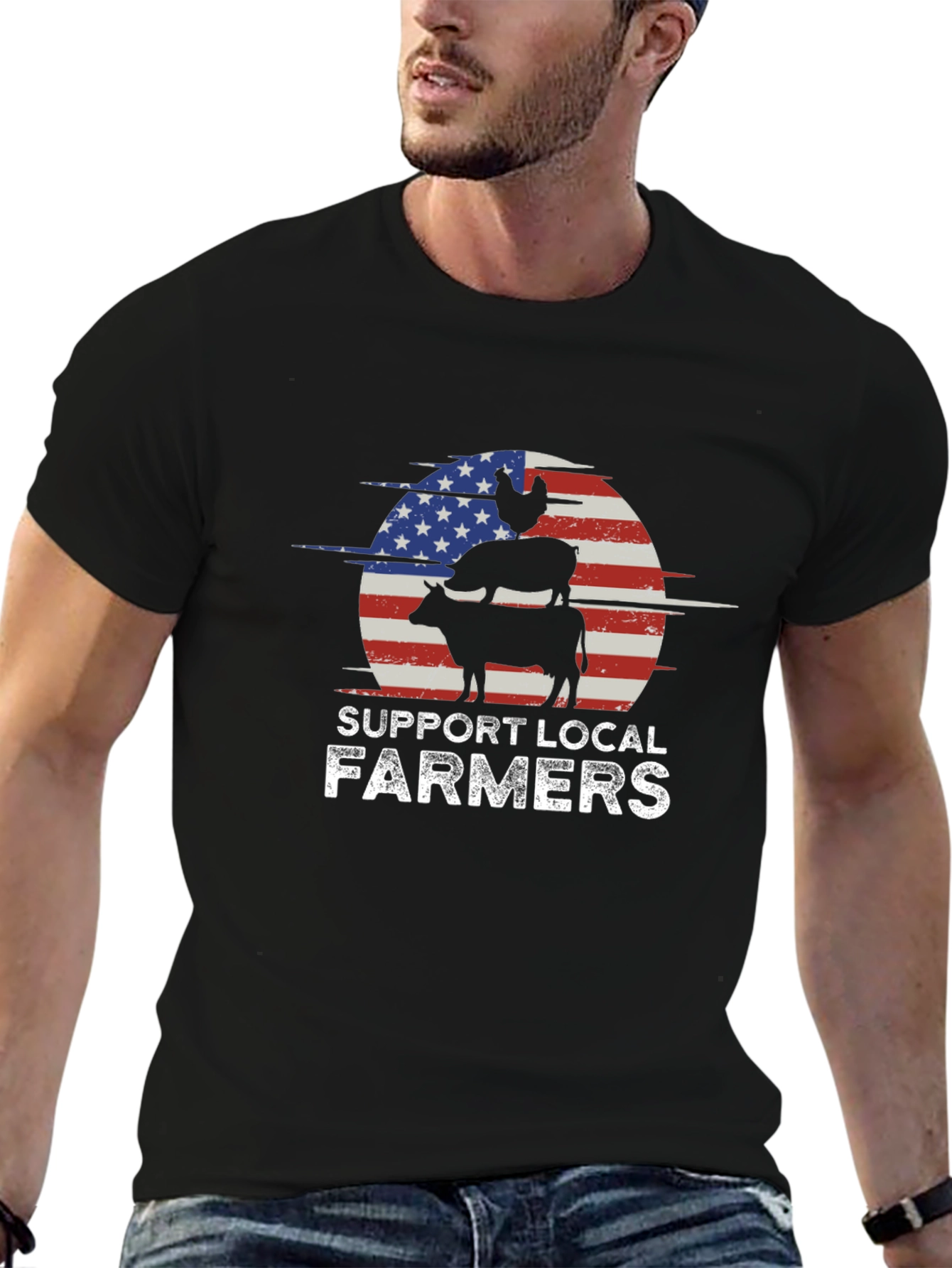 Support Local Farmers T-Shirt | Patriotic Farm Tee - 6