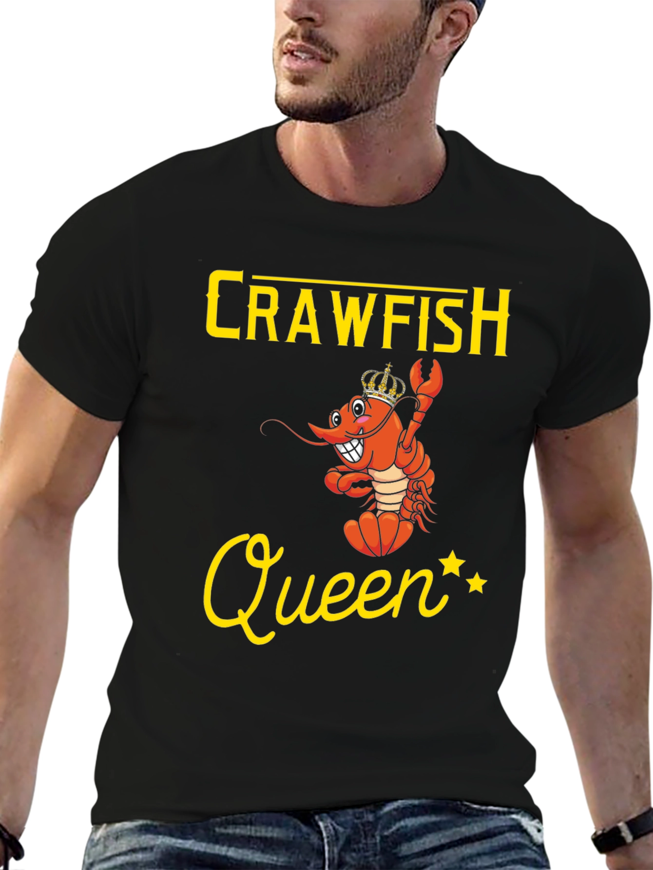 Black Crawfish Queen Graphic Tee - Funny Cajun Shirt view 6