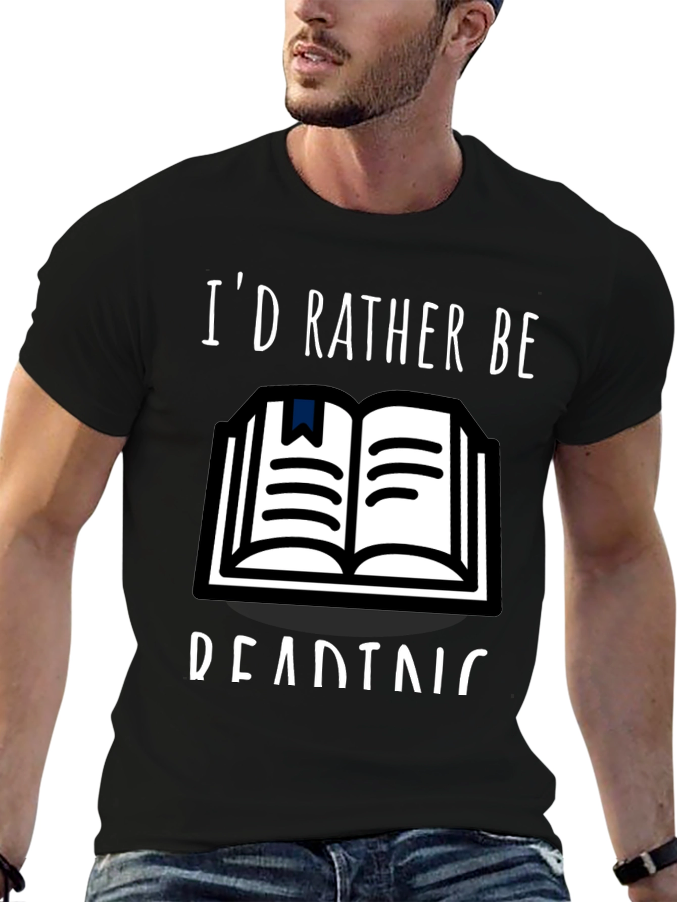 Black I'd Rather Be Reading T-Shirt view 6