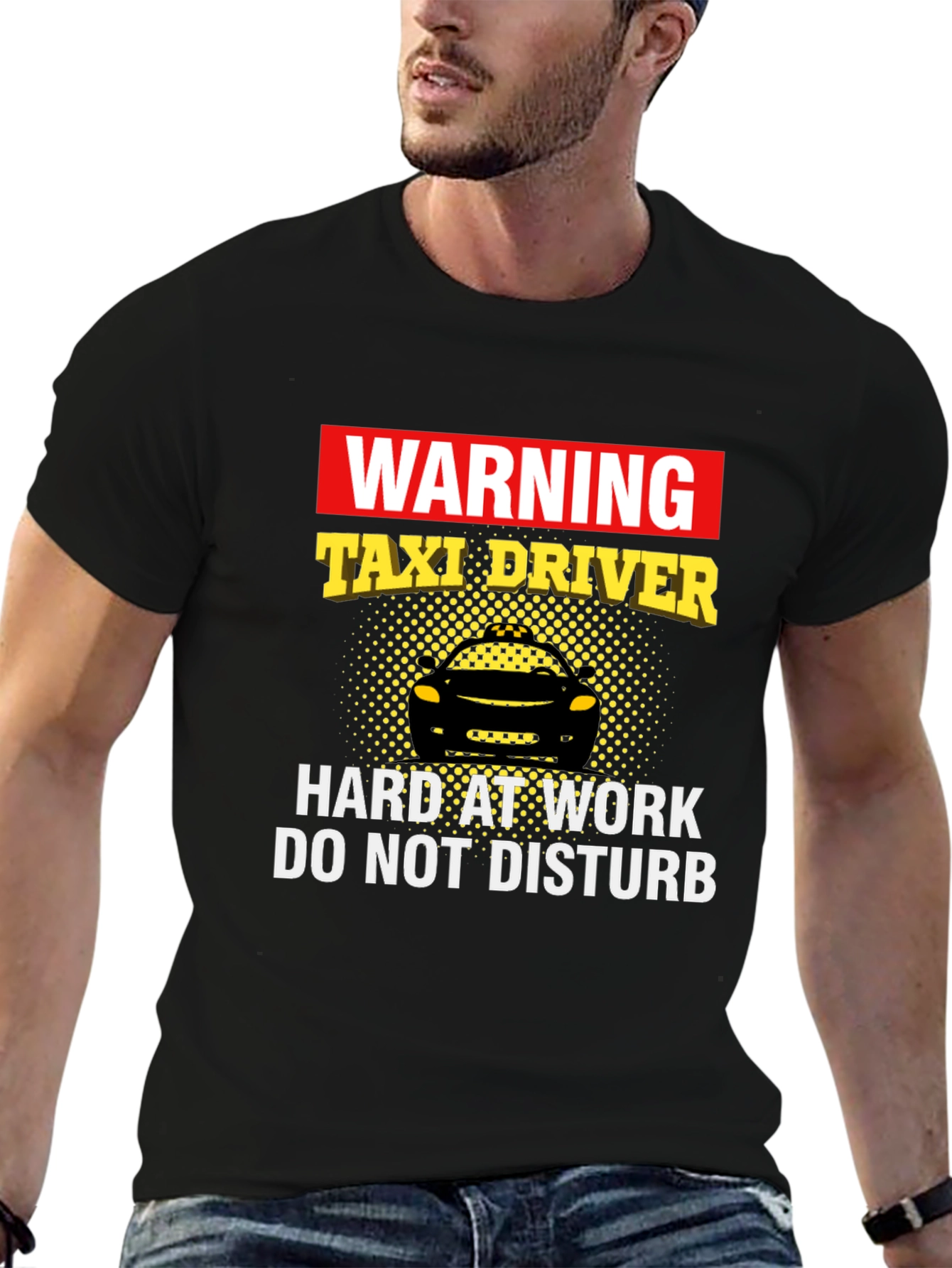 Black Warning Taxi Driver Graphic T-Shirt view 6