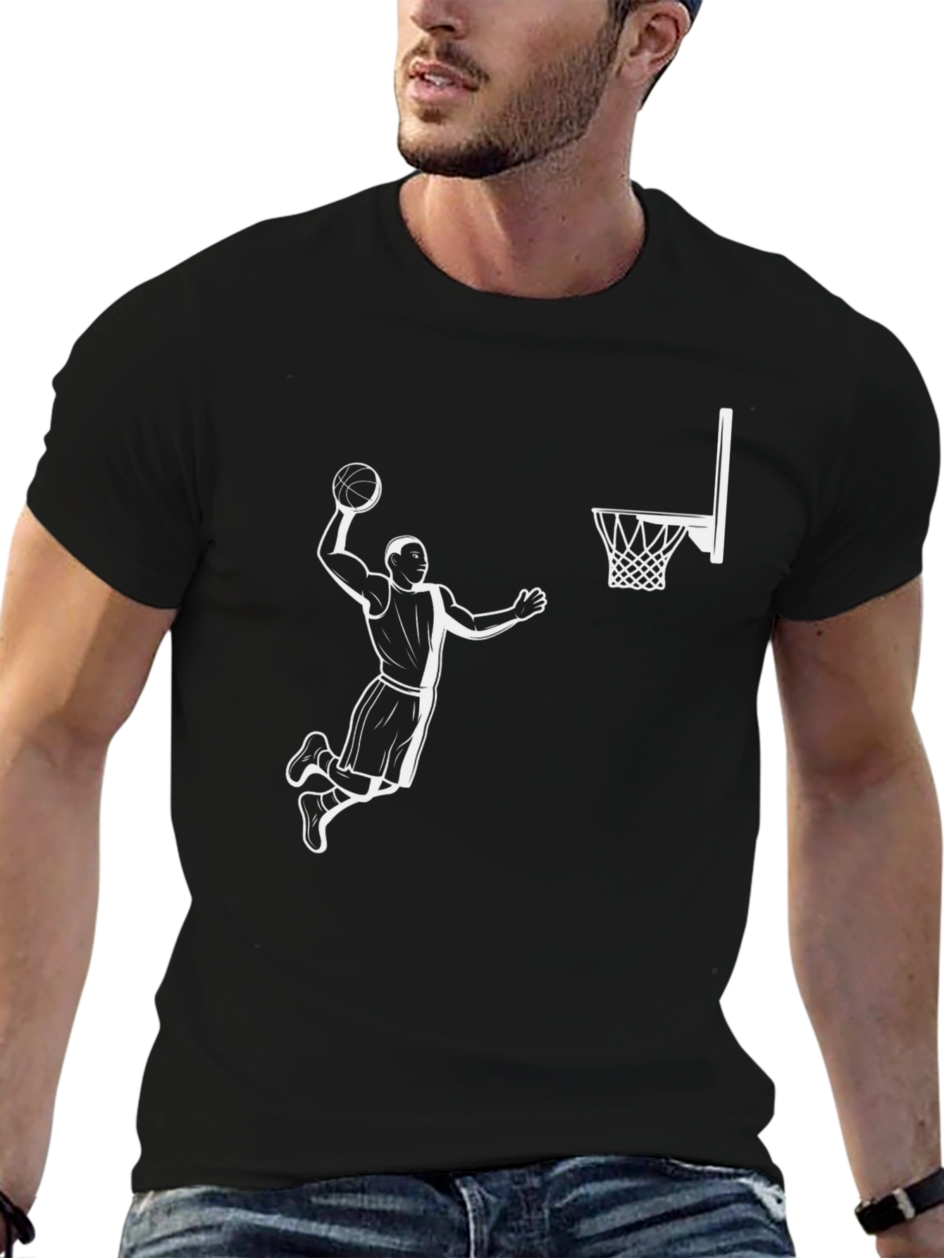 Black Slam Dunk Graphic Tee - Black Cotton T-Shirt view 6