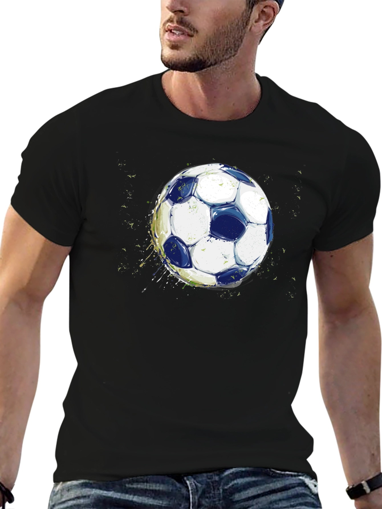 Black Soccer Ball Graphic Black T-Shirt view 6