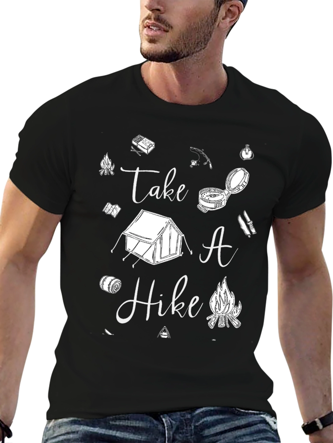 Black Take A Hike Graphic Tee - Camping Lover's T-Shirt view 6