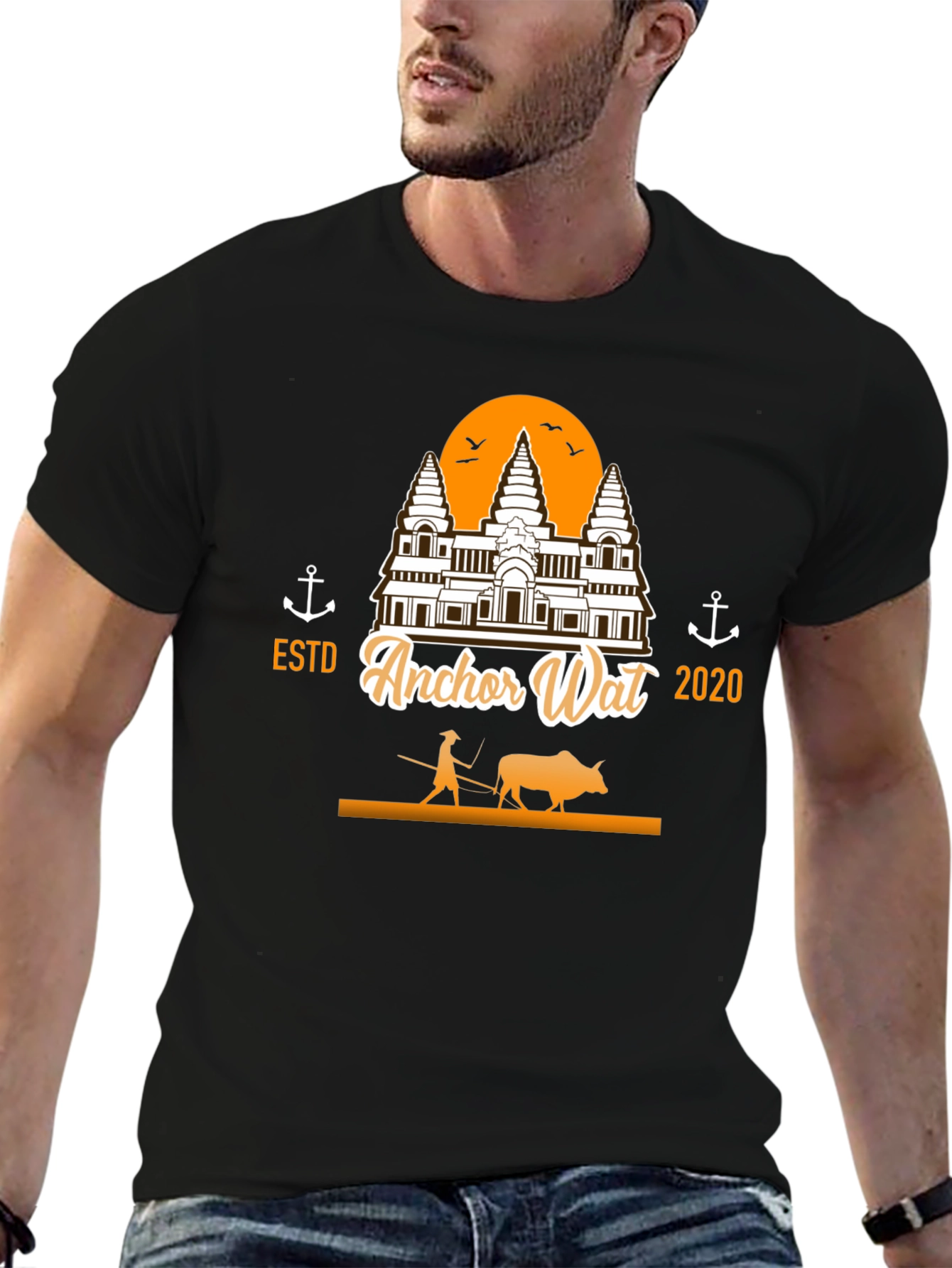 Black Anchor Wat T-Shirt - Est. 2020 - Cultural Graphic Tee view 6