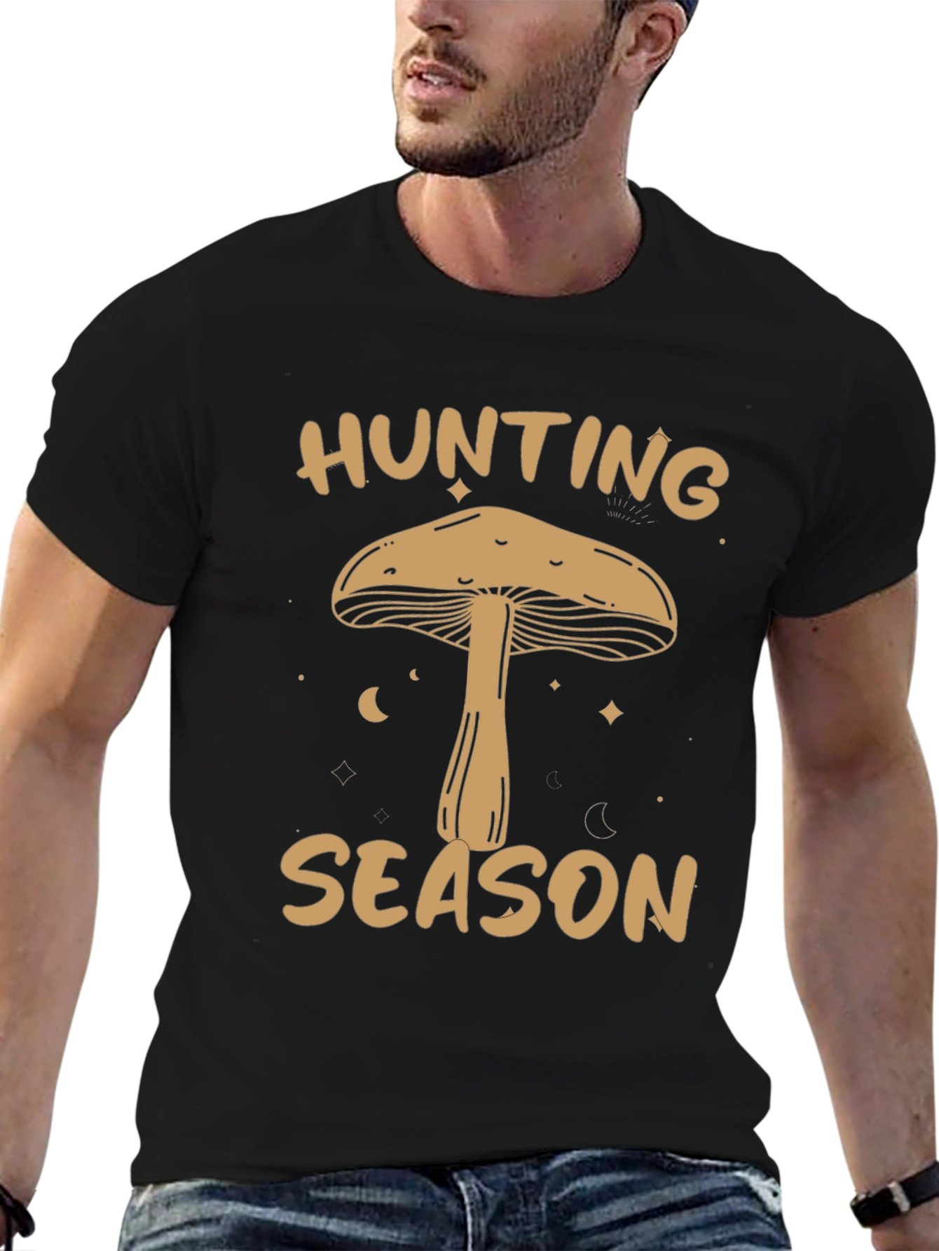 Black Mushroom Hunting Season Graphic T-Shirt view 6