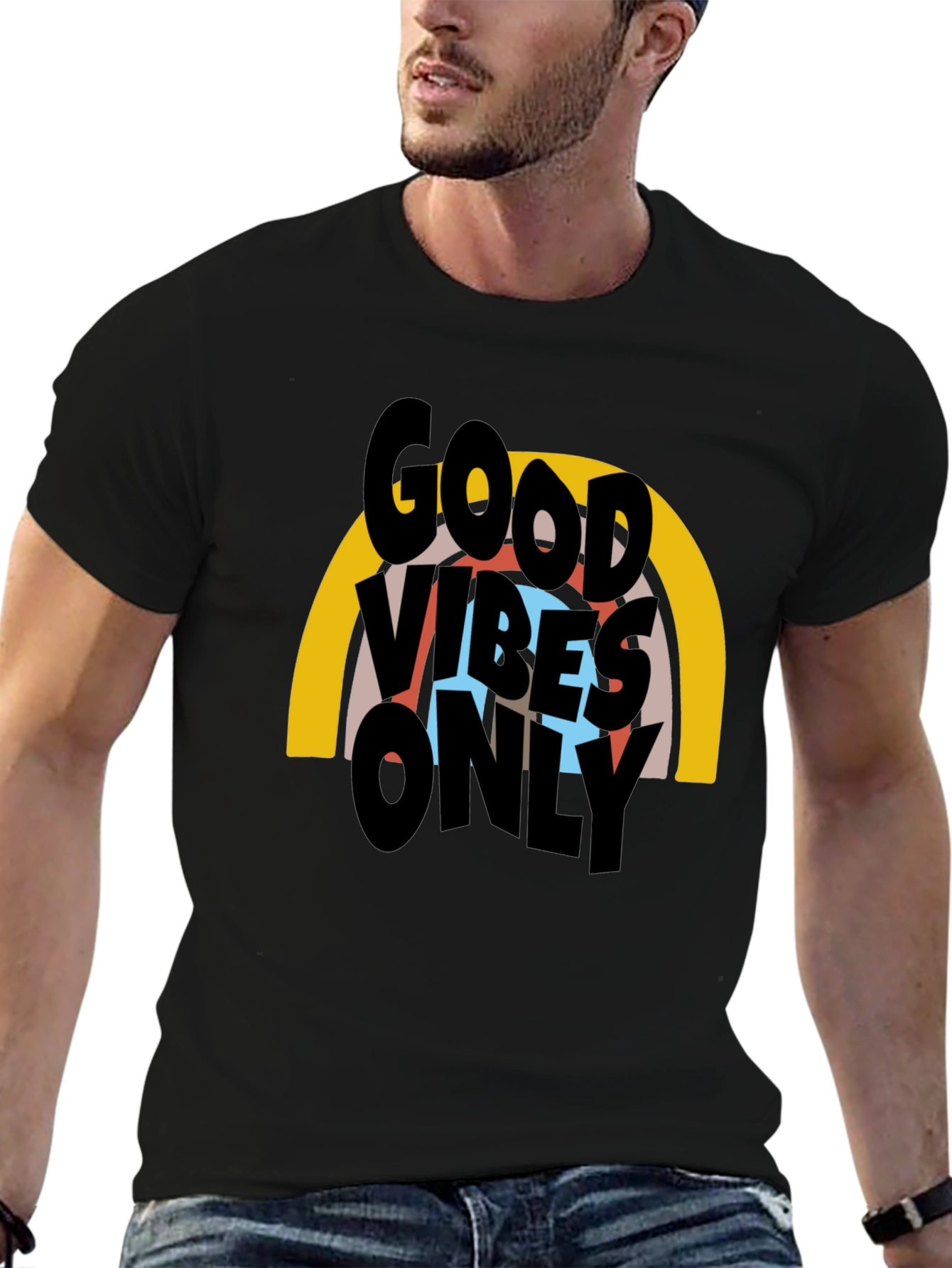 Black Good Vibes Only Graphic T-Shirt - Black view 6