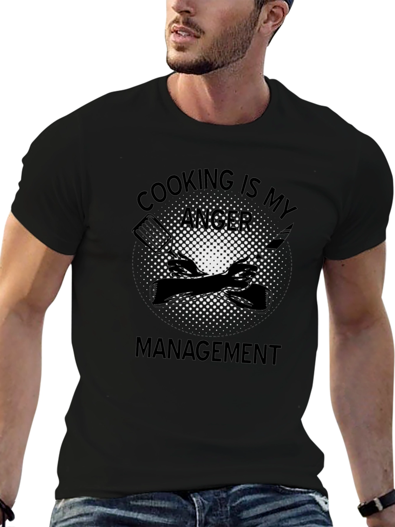Black Cooking Is My Anger Management T-Shirt view 6