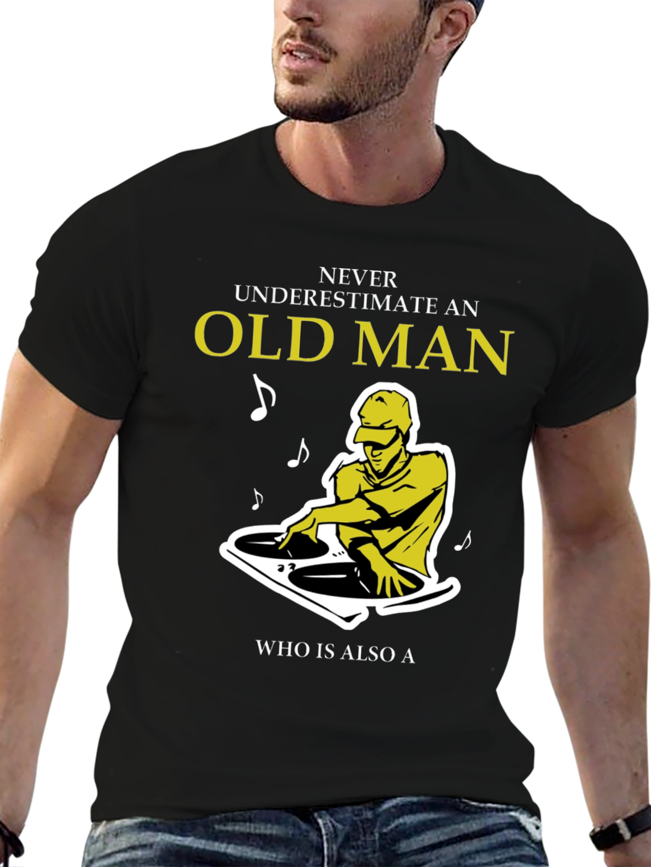 Black DJ Old Man Graphic Tee - Never Underestimate Him view 6