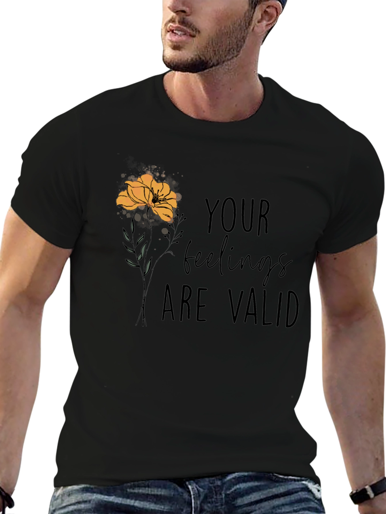 Black Valid Feelings Graphic Black Tee view 6
