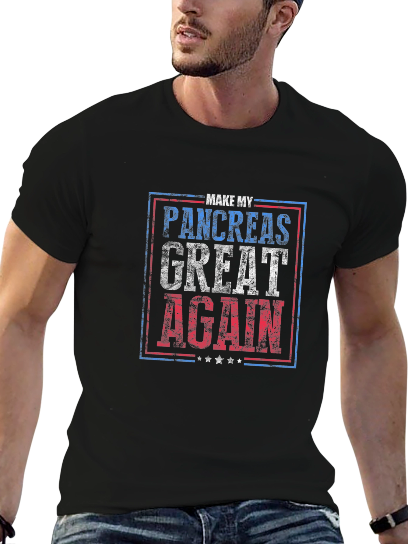 Black Make My Pancreas Great Again T-Shirt view 6
