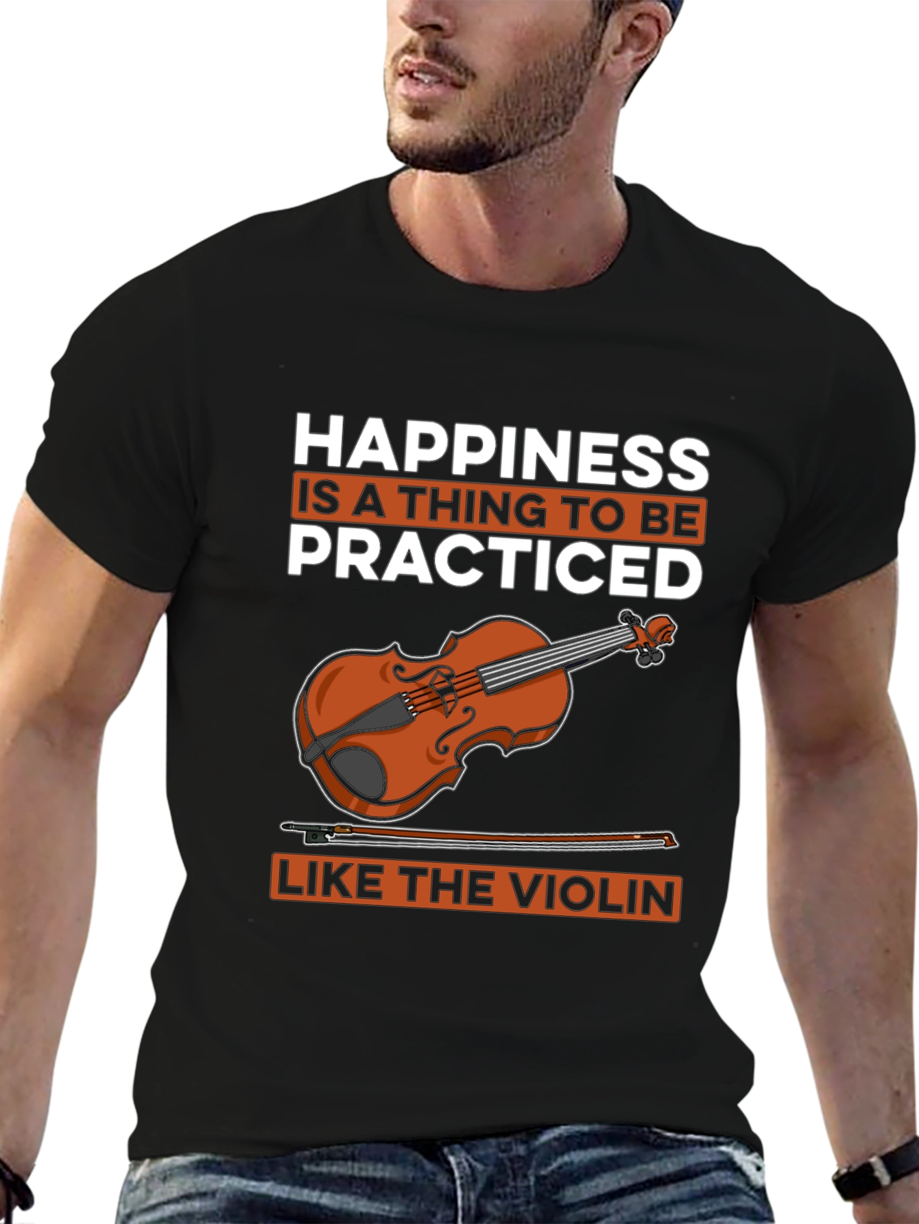 Black Happiness is Practiced Violin T-Shirt view 6