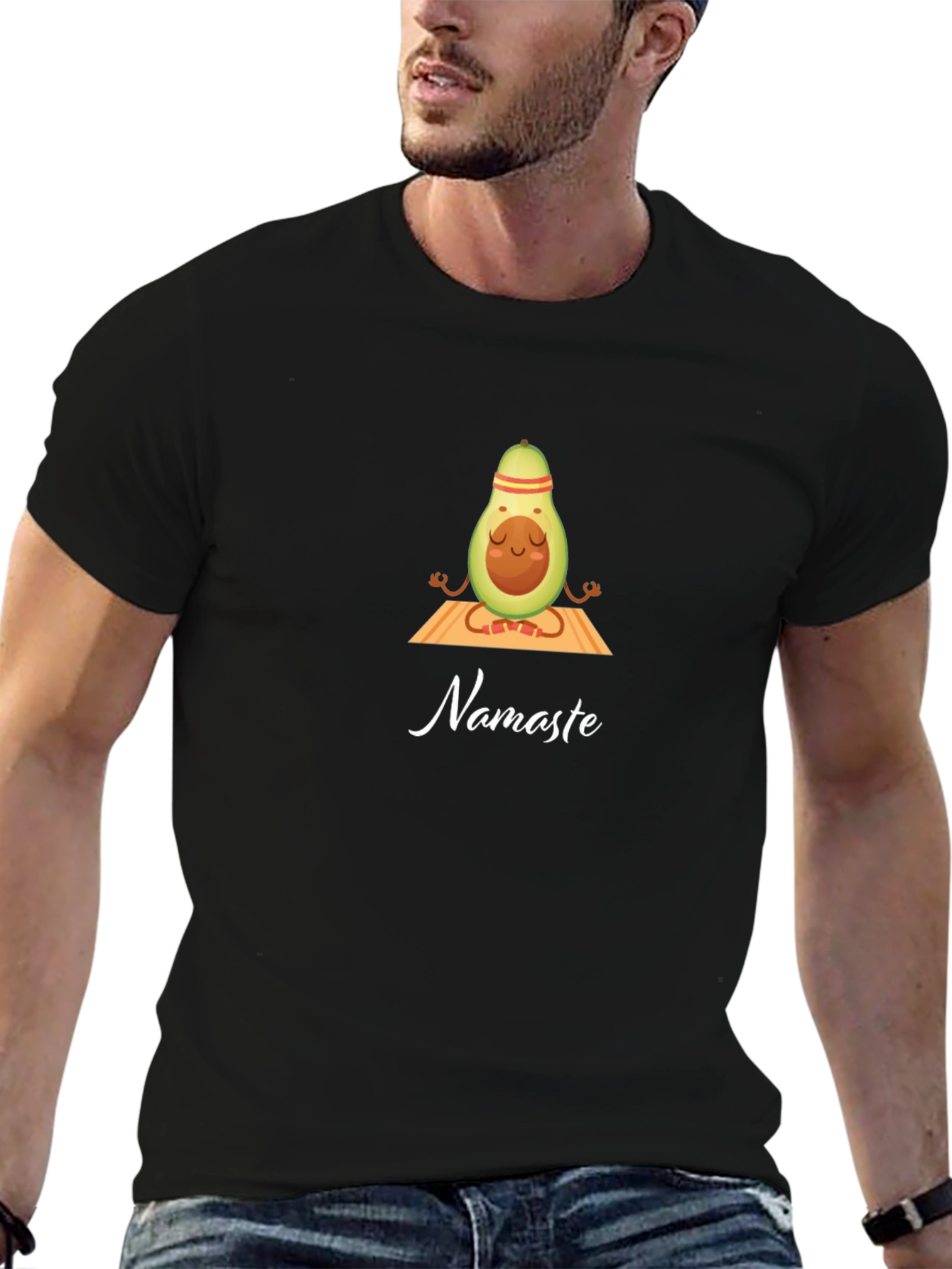 Black Avocado Namaste Meditation Black T-Shirt view 6