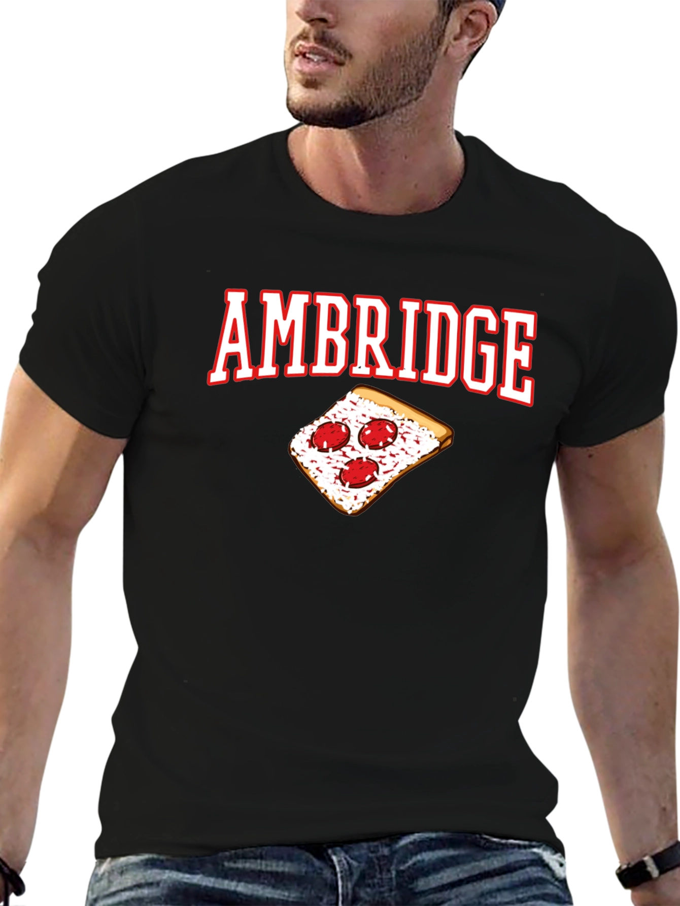 Black Ambridge Pizza T-Shirt - Black Graphic Tee view 6