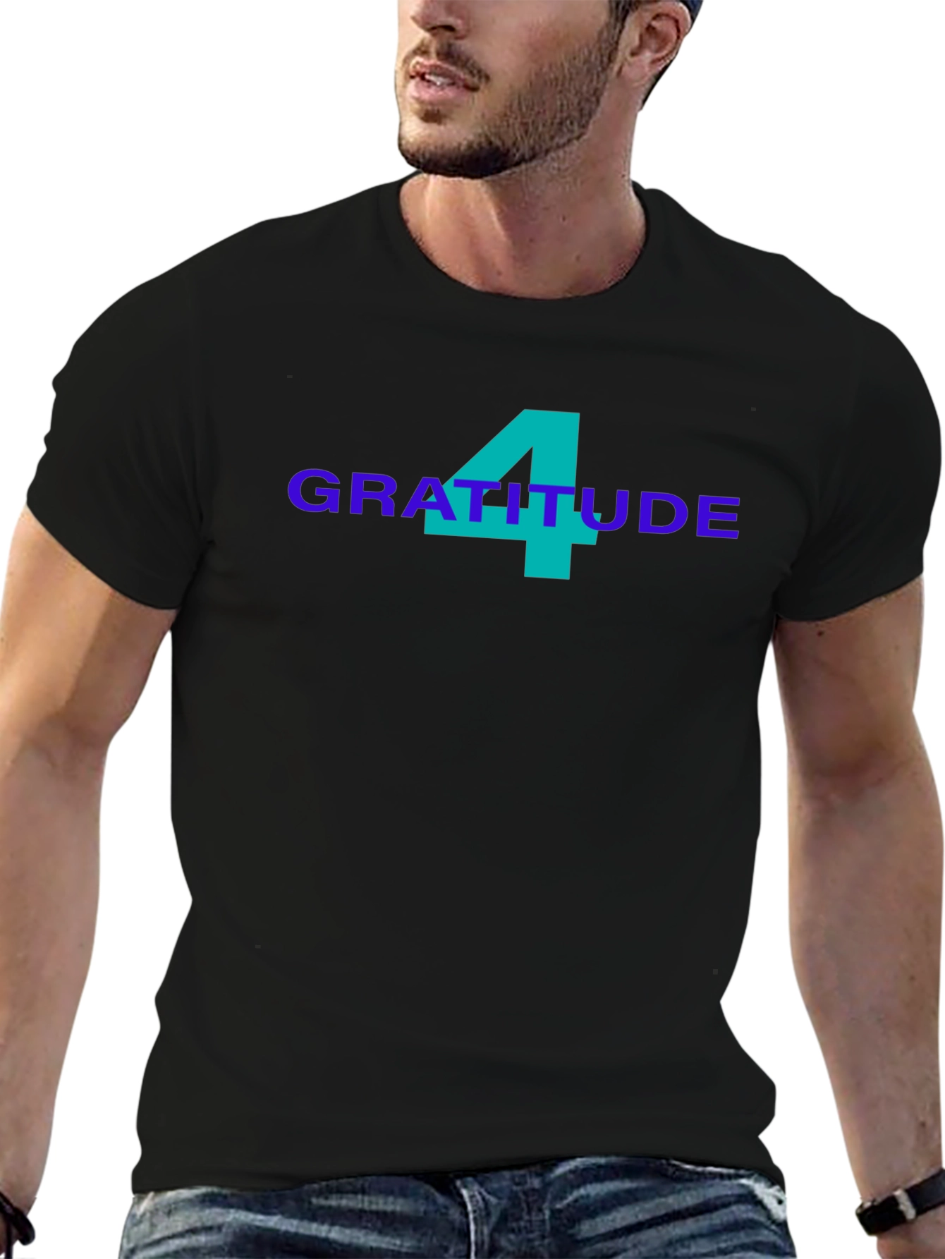 Black Gratitude Tee - Stylish Graphic Print T-Shirt view 6