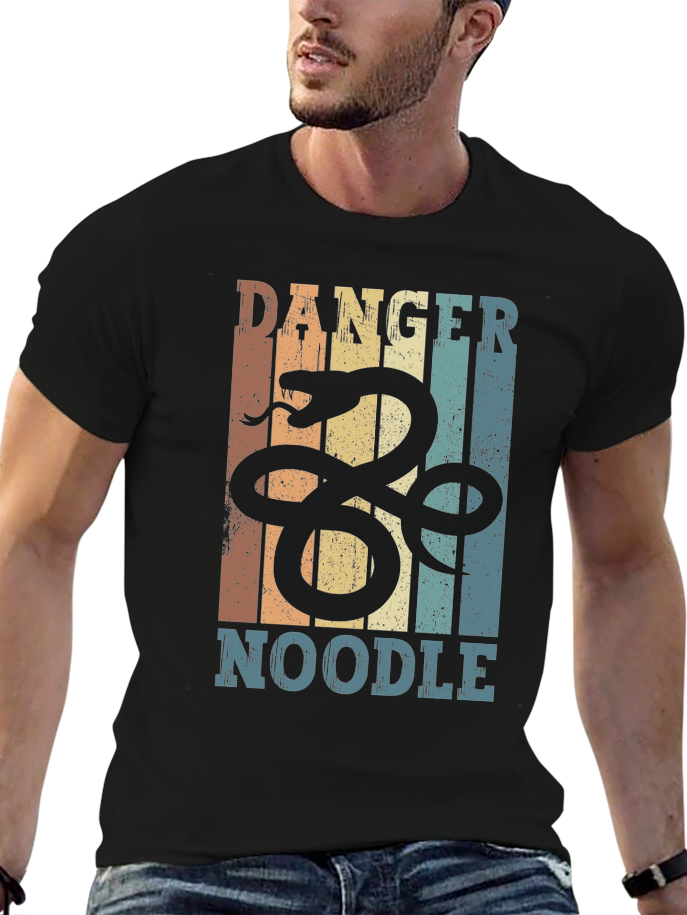 Black Danger Noodle Snake Graphic T-Shirt view 6