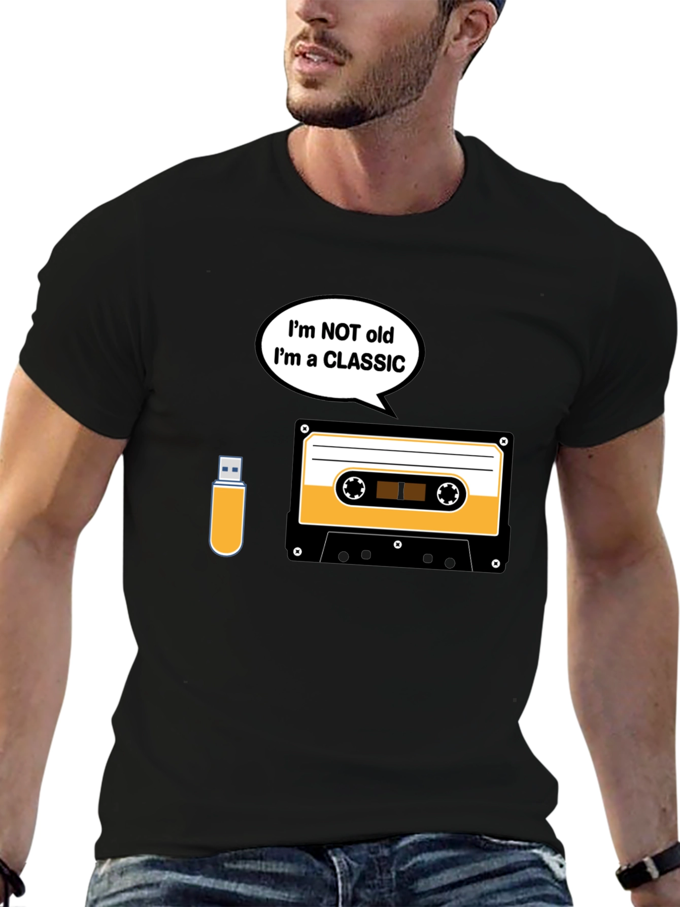 Black Classic Cassette Tape T-Shirt - Retro Music Lover Tee view 6