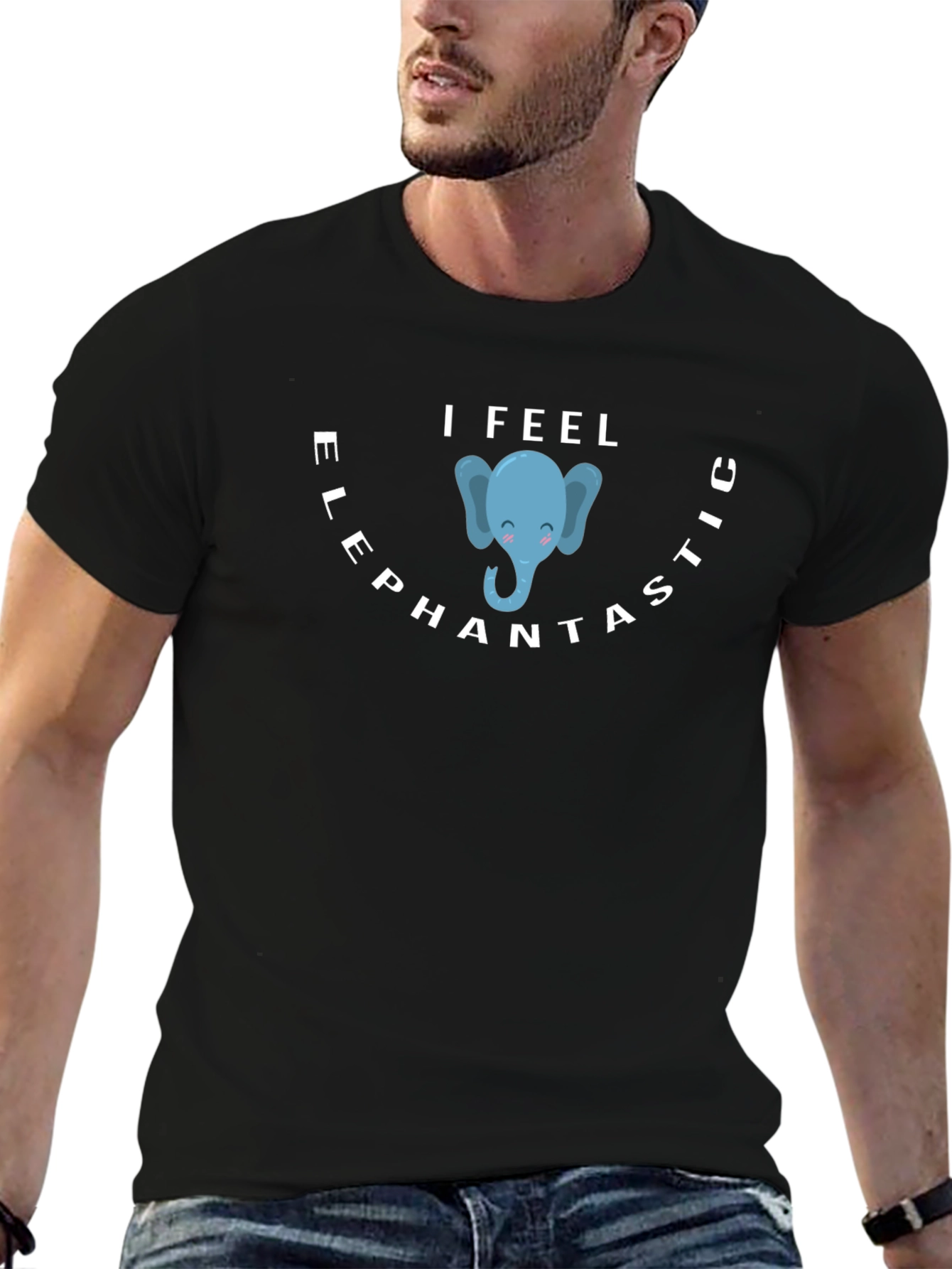 Black I Feel Elephantastic Black T-Shirt view 6