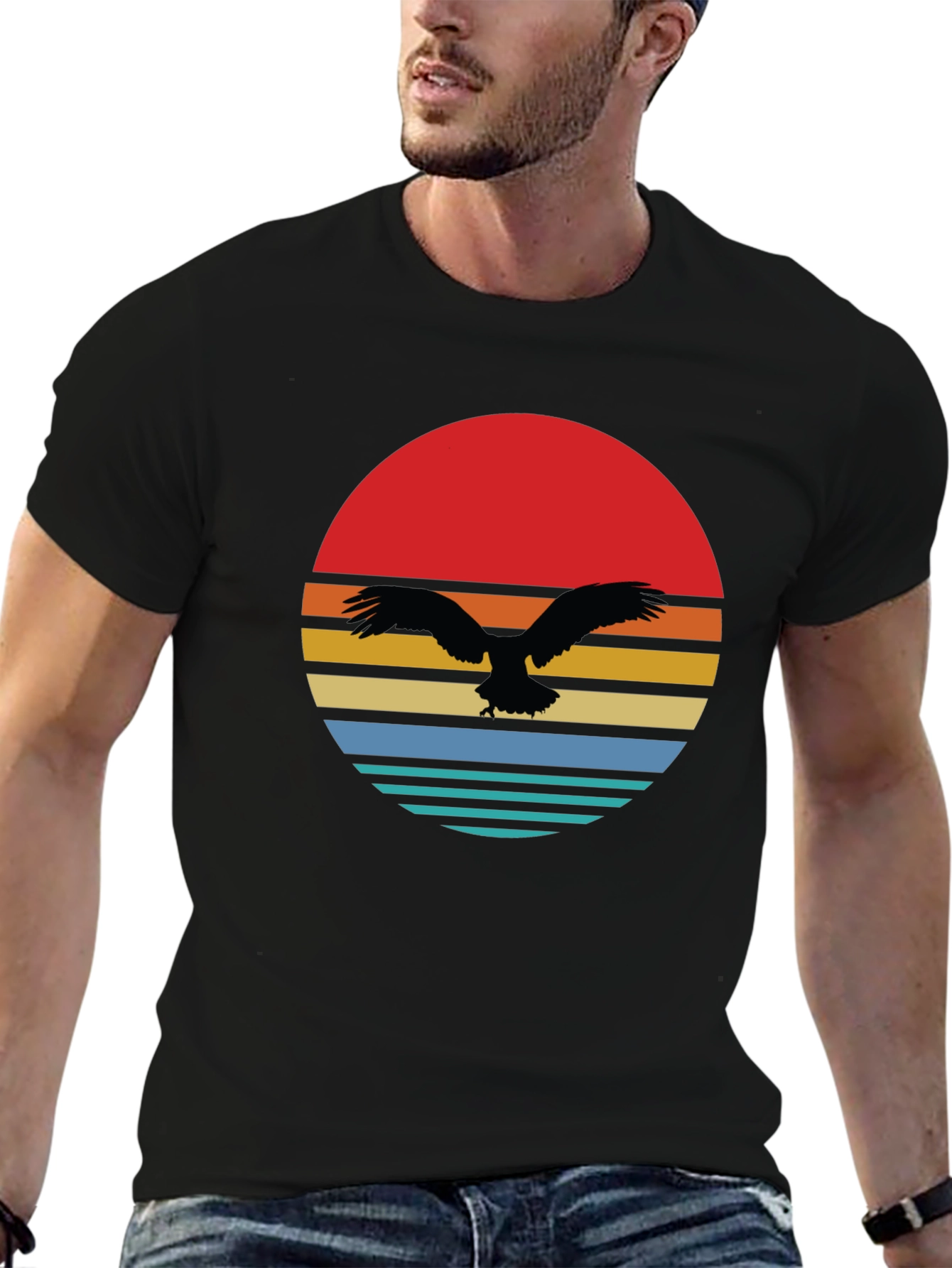 Retro Eagle Sunset Graphic Tee - 6