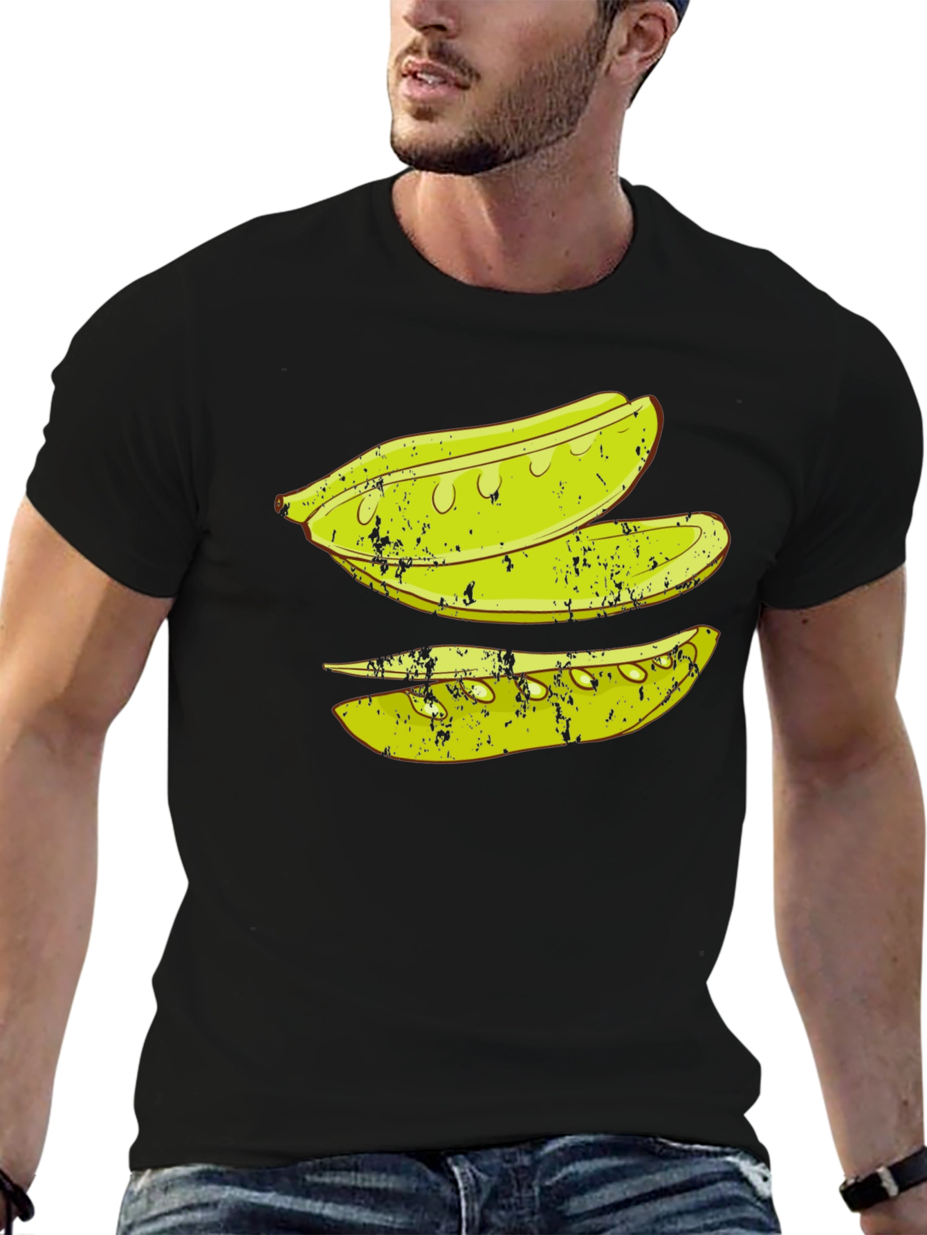 Black Pickle Slice Graphic Tee - Black Cotton T-Shirt view 6