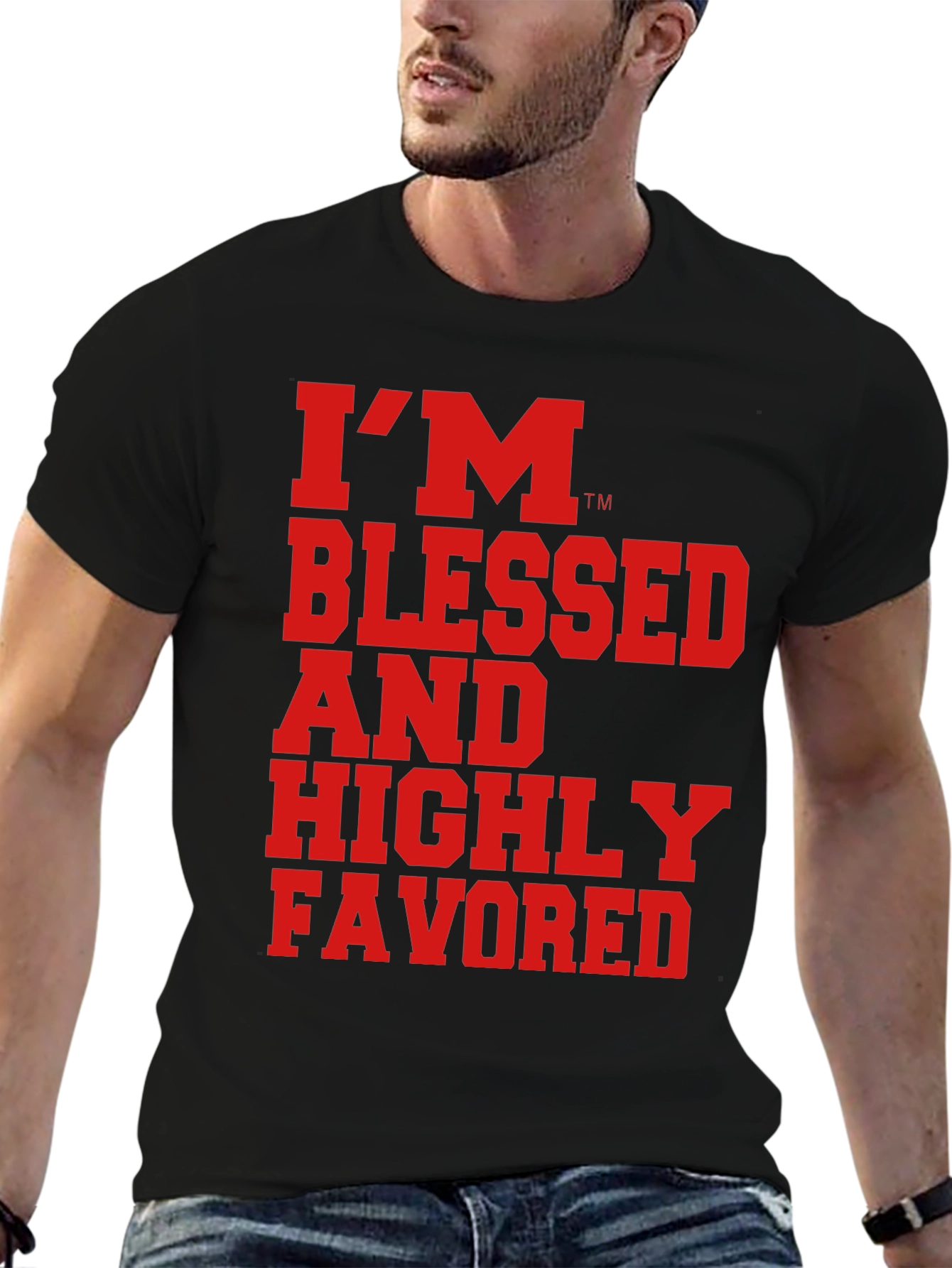 Black Blessed and Highly Favored Graphic Tee - Black view 6