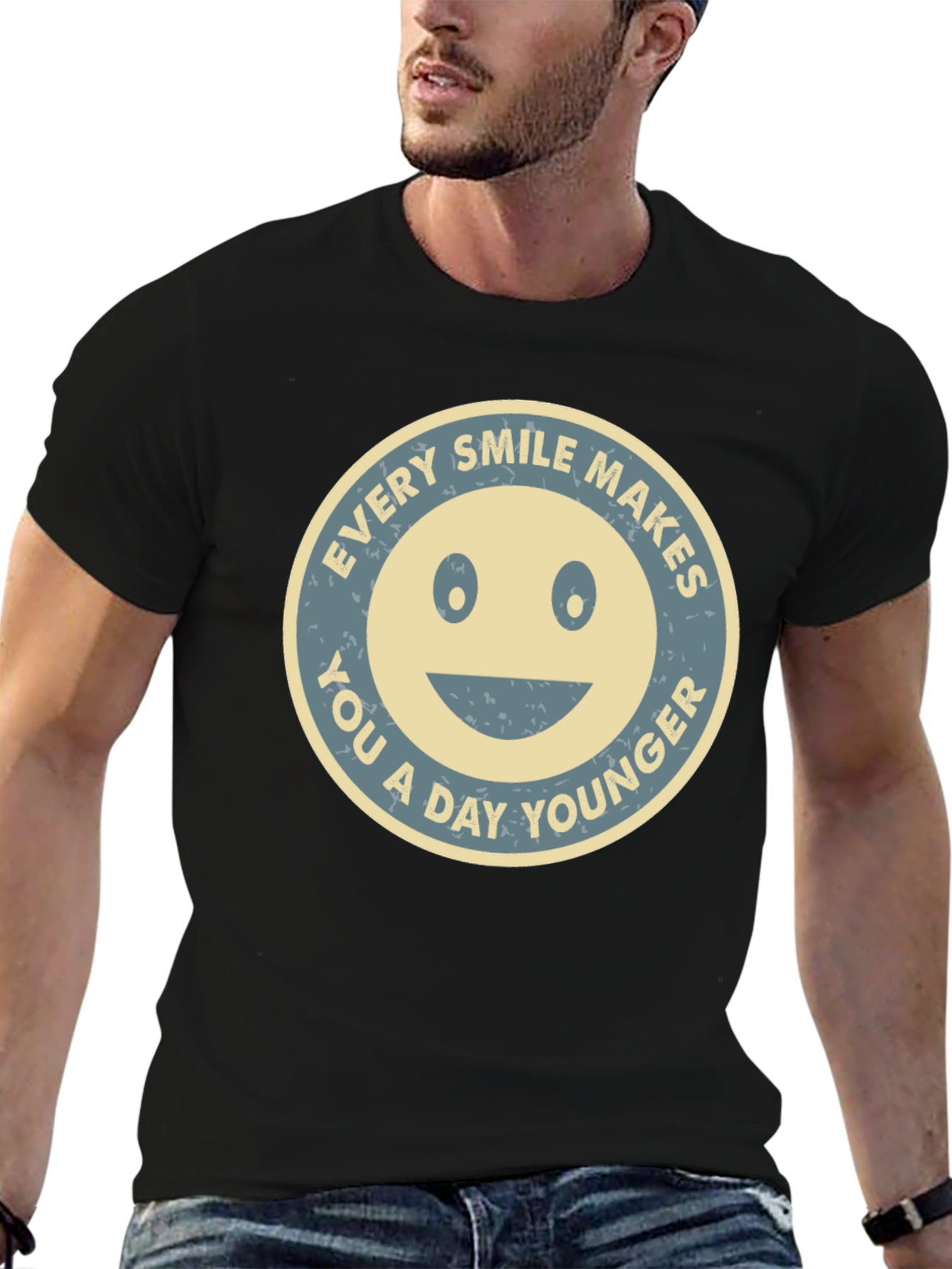 Black Smile Makes You Younger Graphic Tee view 6