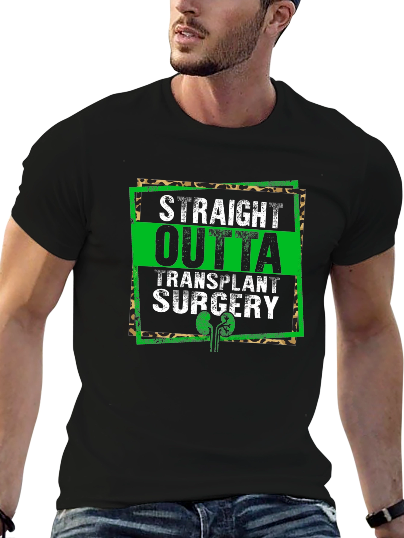 Black Straight Outta Transplant Surgery Graphic Tee view 6