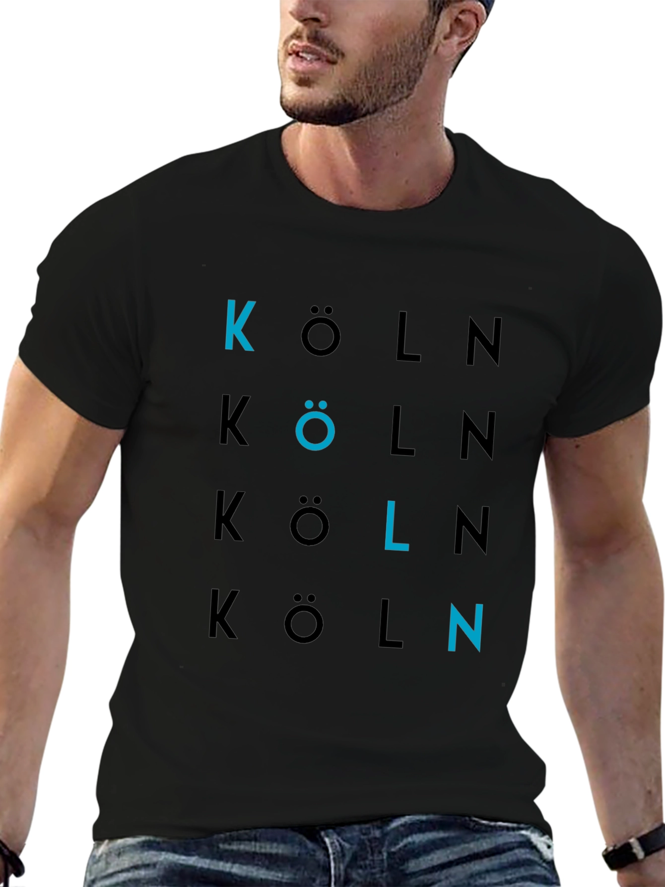 Black Köln Graphic Print Crew Neck T-Shirt view 6