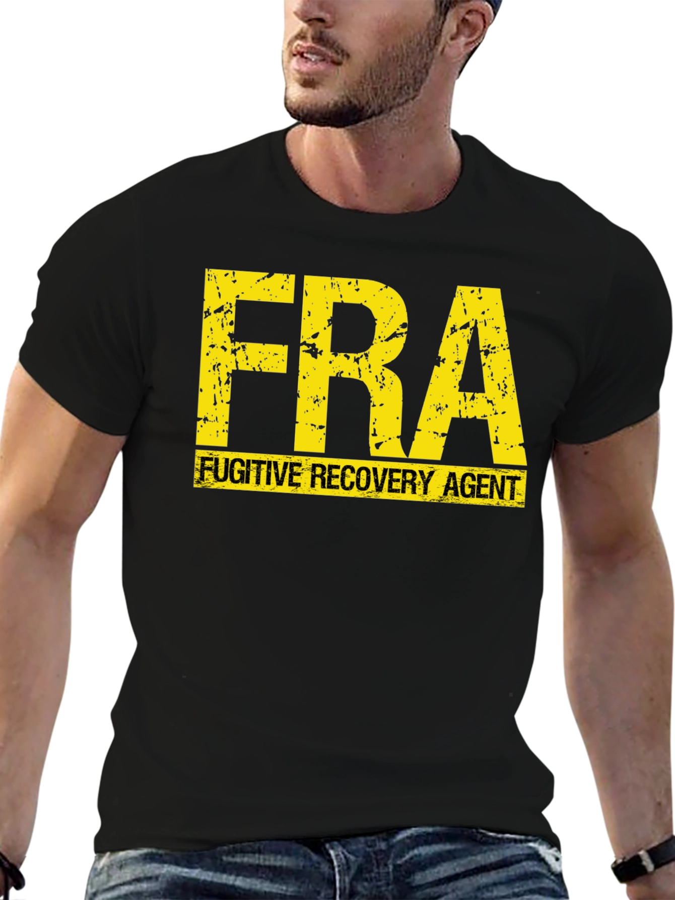 Black Fugitive Recovery Agent Graphic Tee view 6