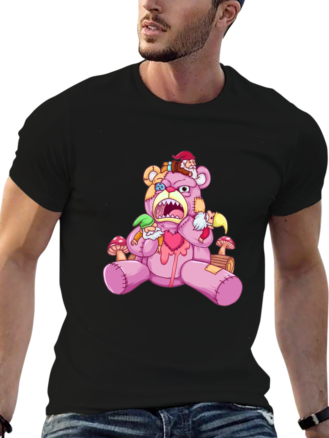 Black Creepy Cute Bear T-Shirt view 6