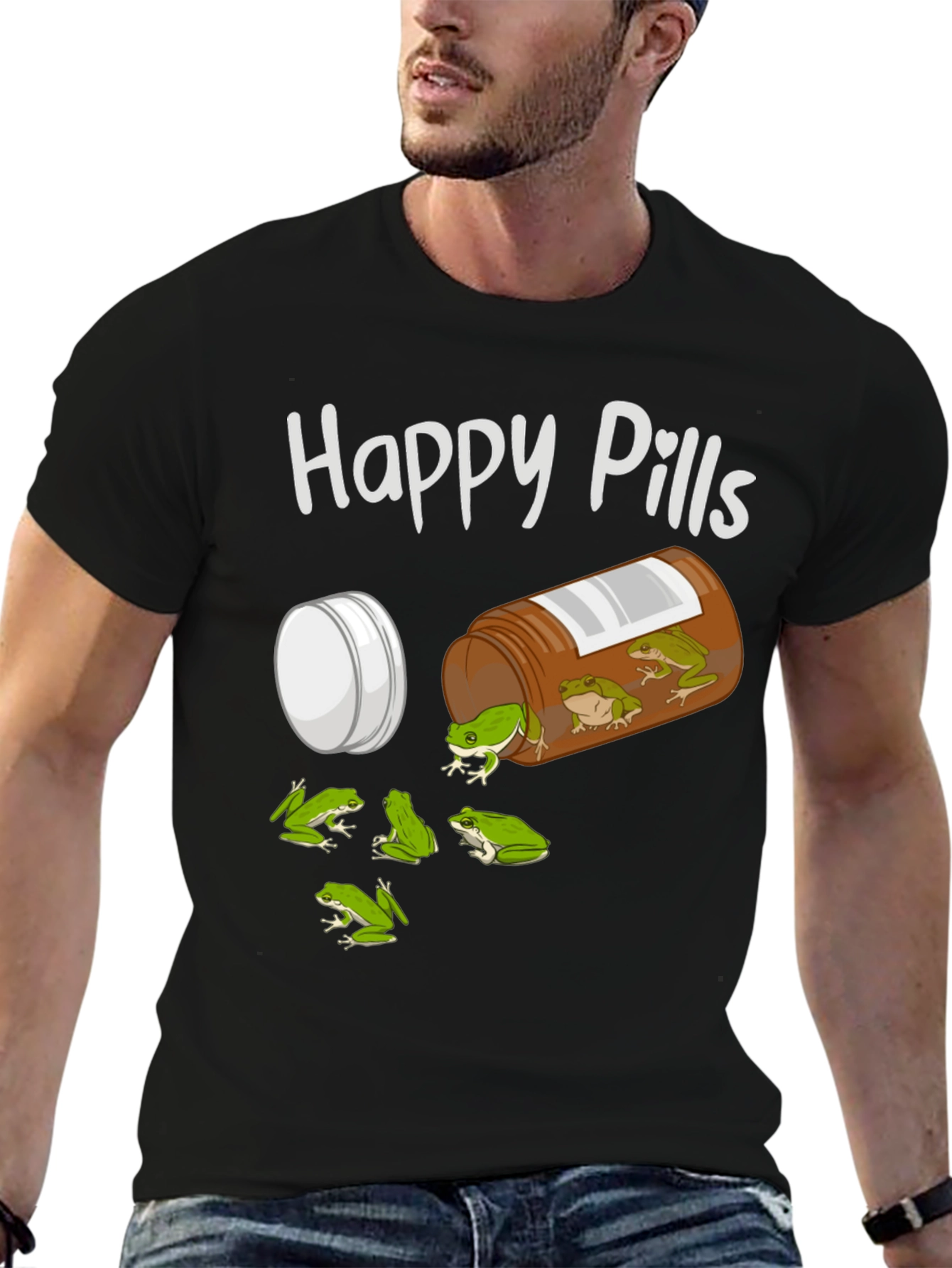 Black Happy Pills Frog T-Shirt view 6