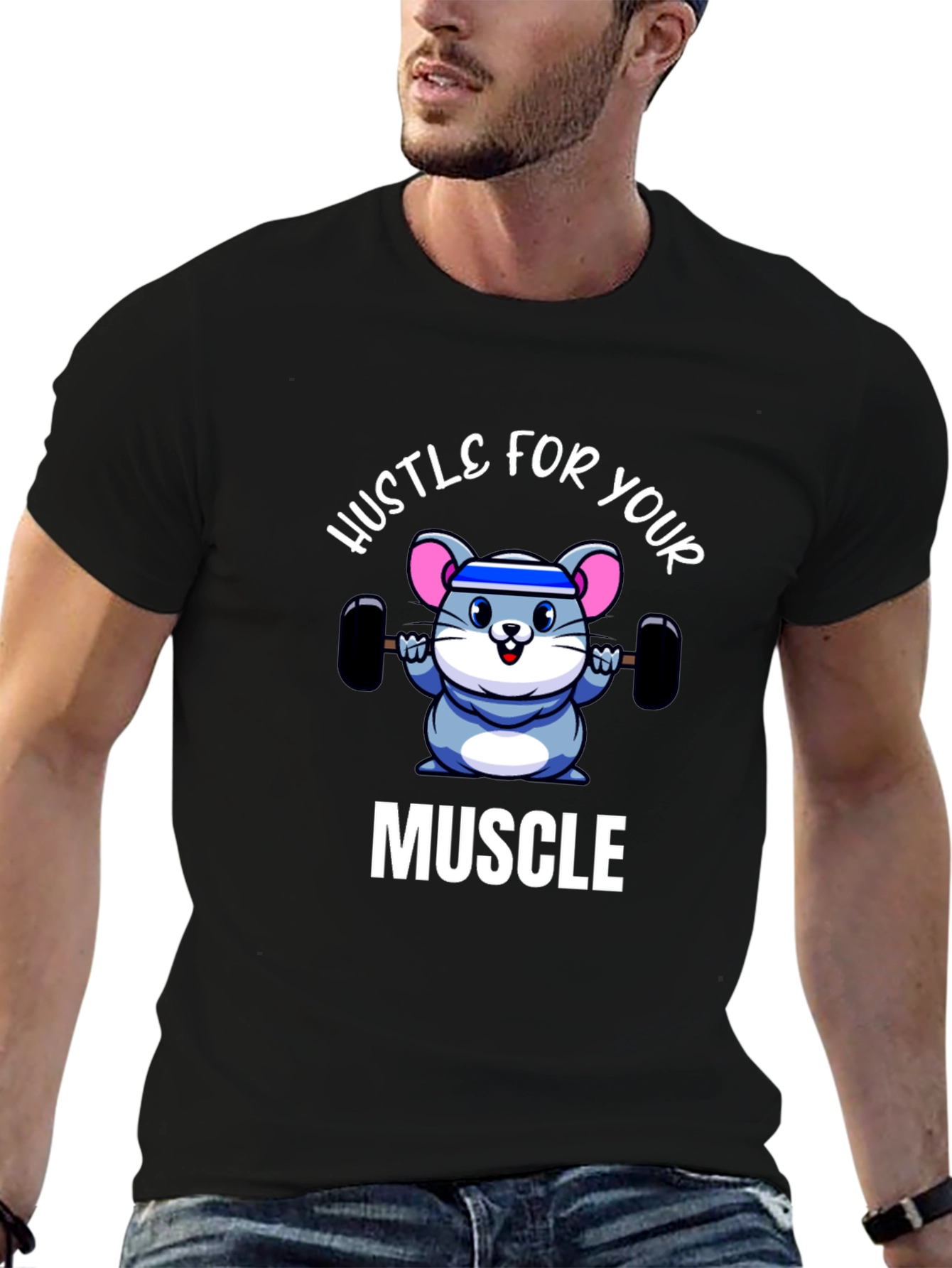 Black Hustle for Your Muscle T-Shirt view 6