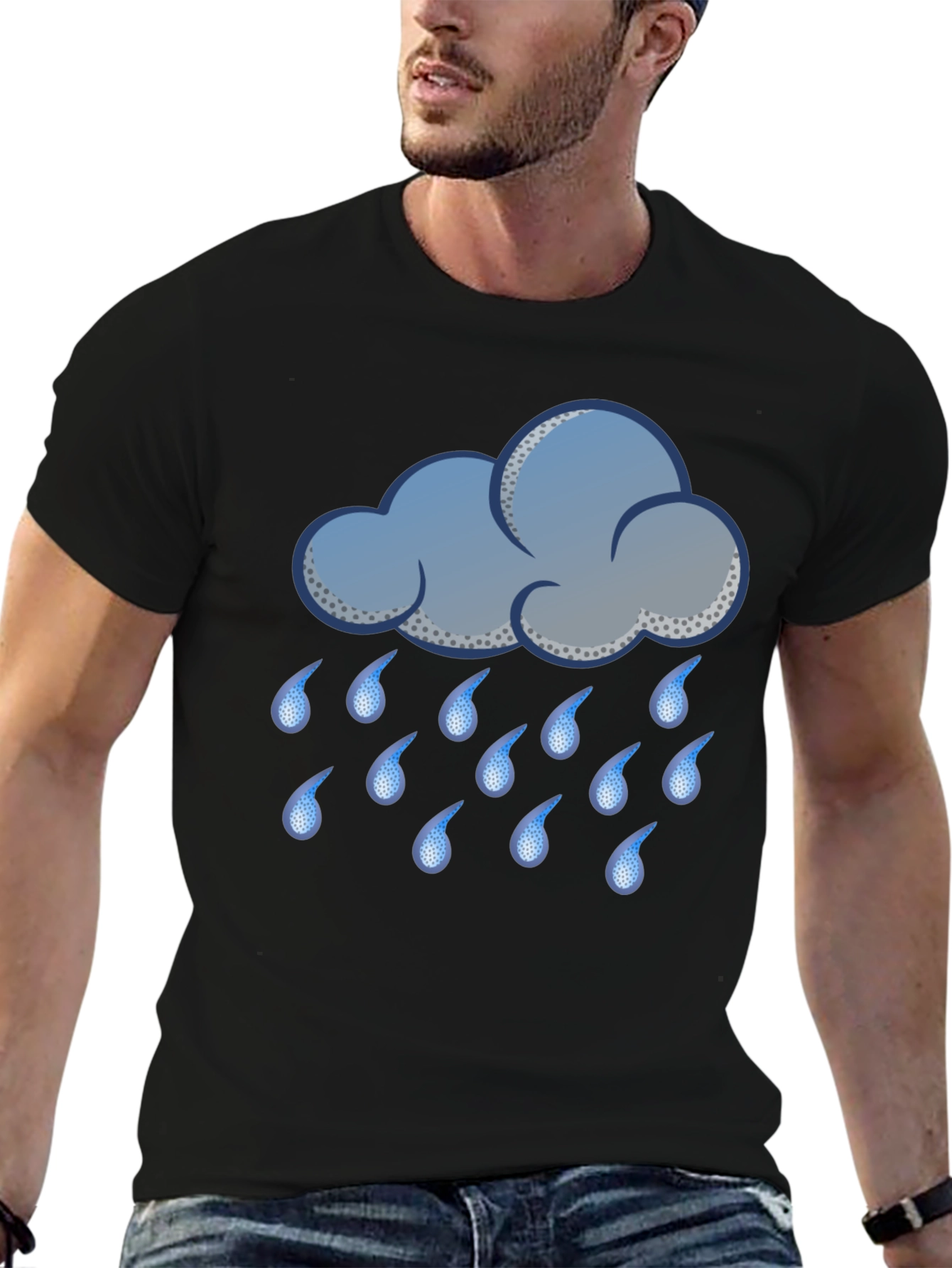 Black Rainy Day Cloud T-Shirt view 6