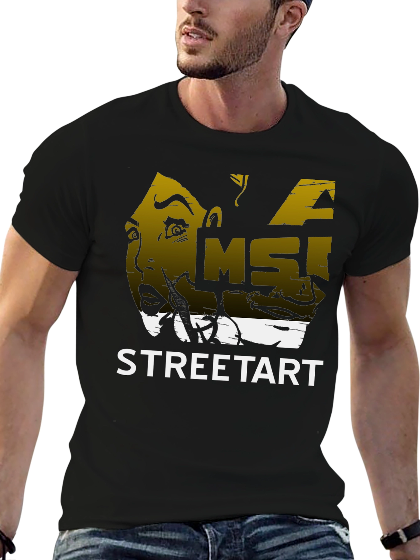 Black Edgy Streetart Graphic Black T-Shirt view 6