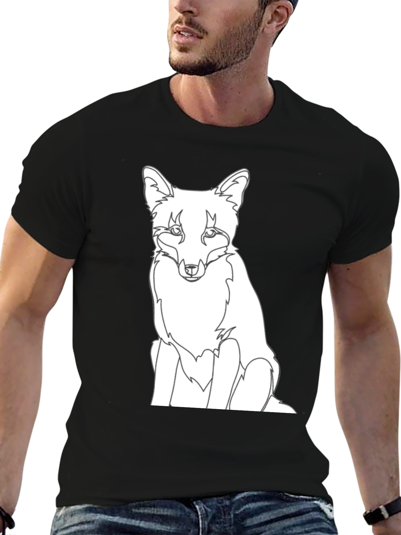 Black Fox Graphic Tee - Black Cotton T-Shirt view 6