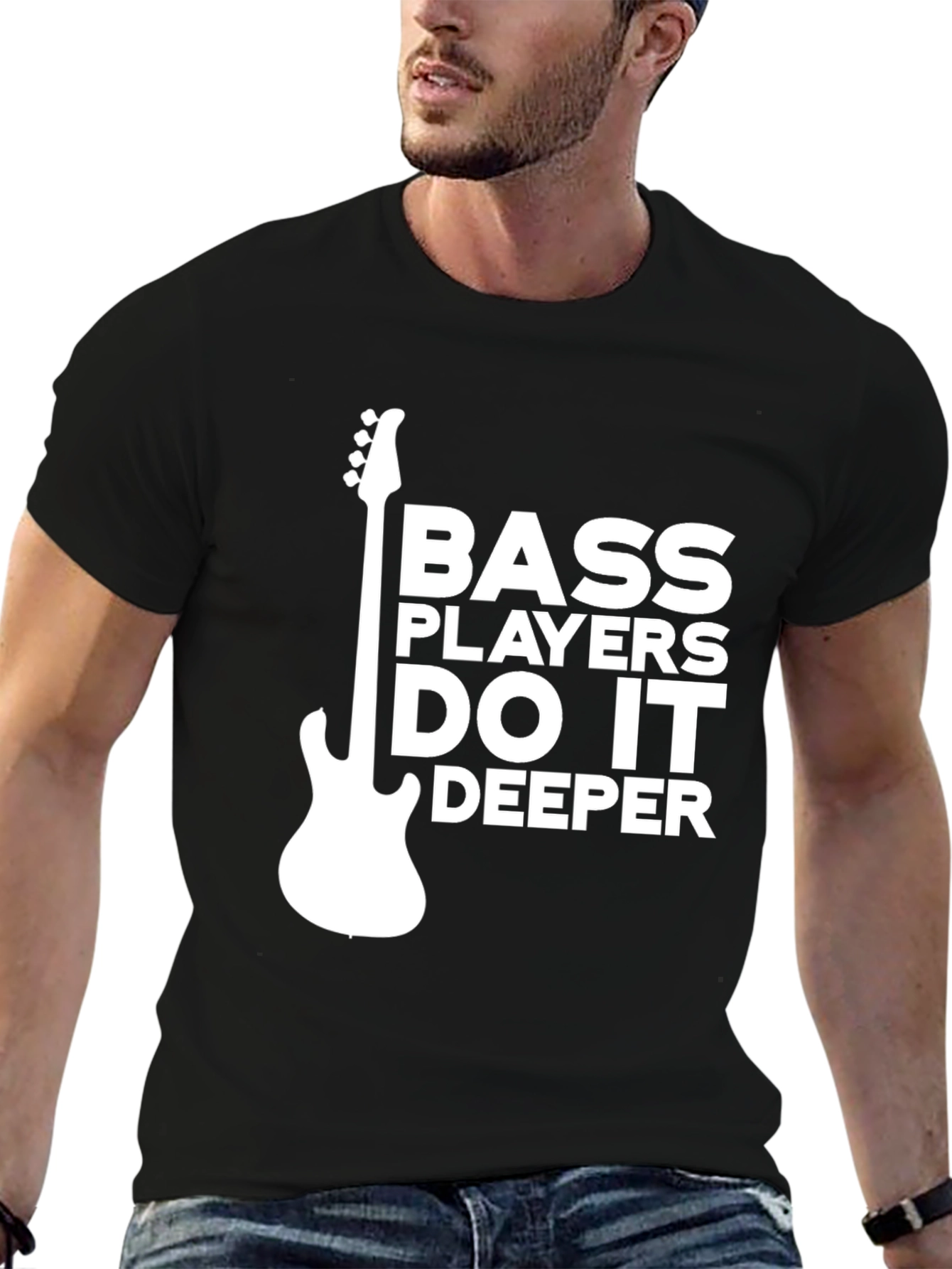 Black Bass Players Do It Deeper Graphic T-Shirt view 6