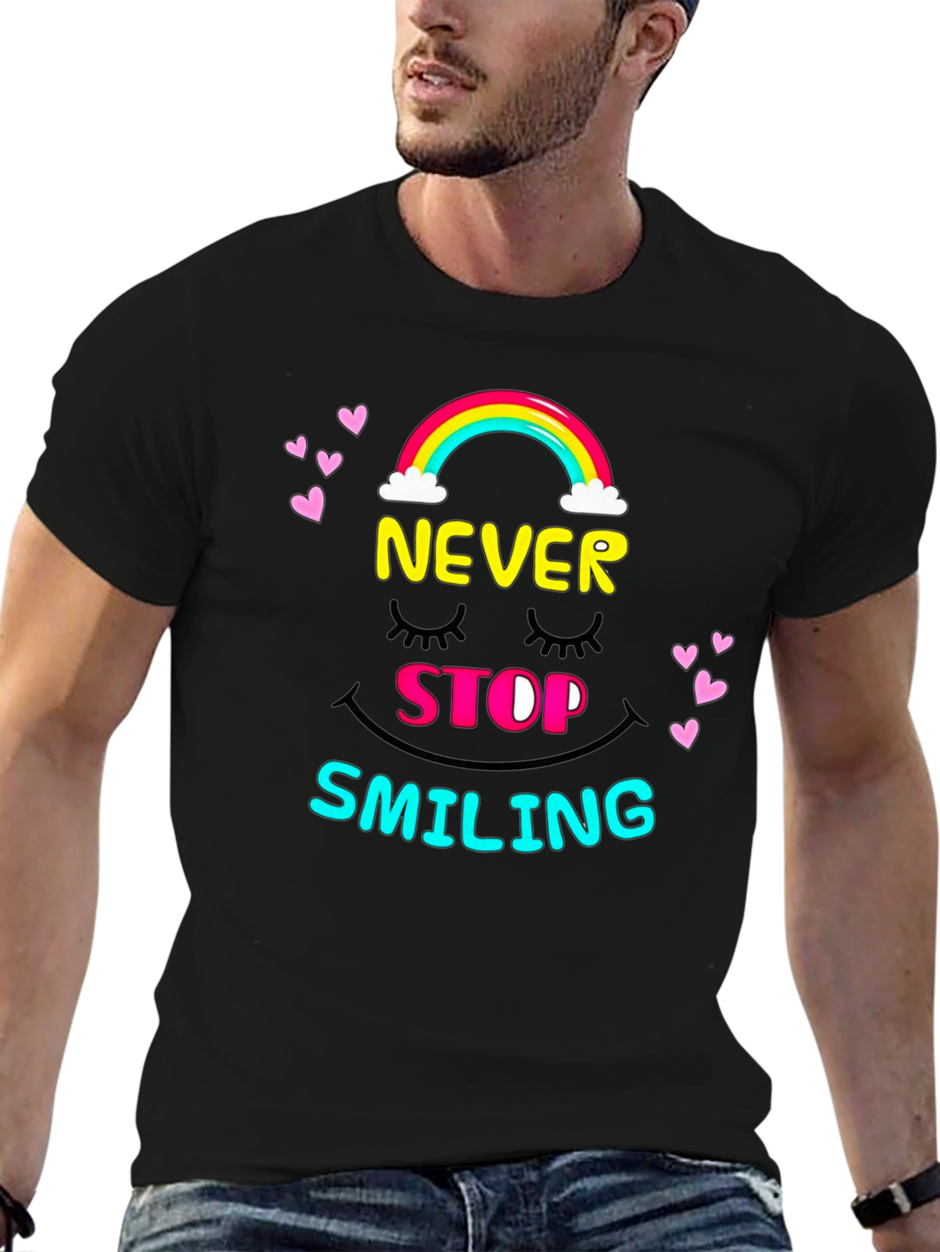 Black Never Stop Smiling Graphic Tee - Black view 6