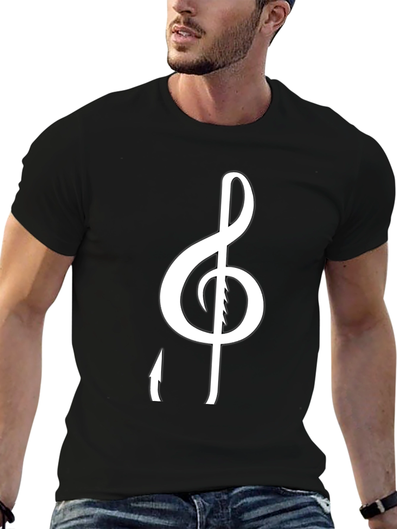 Black Musical Treble Clef Graphic Tee - Stylish Black T-Shirt view 6