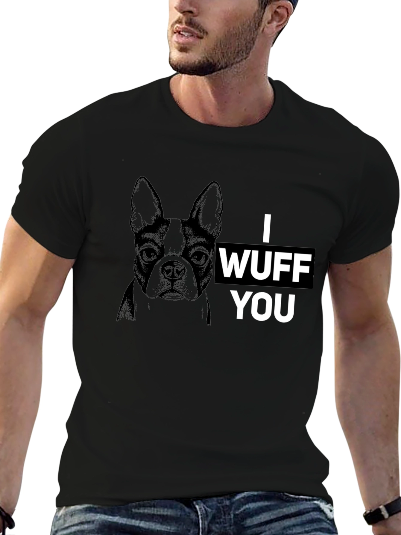 Black I Wuff You Graphic Tee - Black Cotton Blend view 6