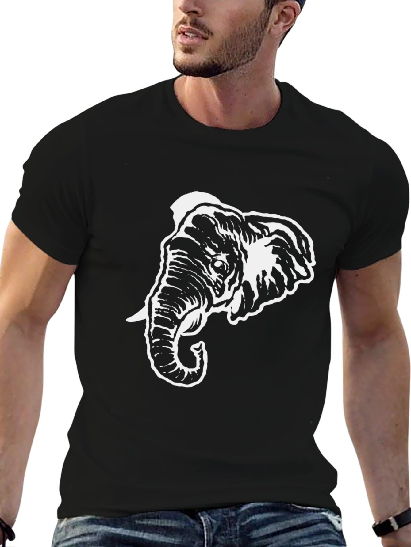 Black Elephant Graphic Tee - Cool Animal Design T-Shirt view 6