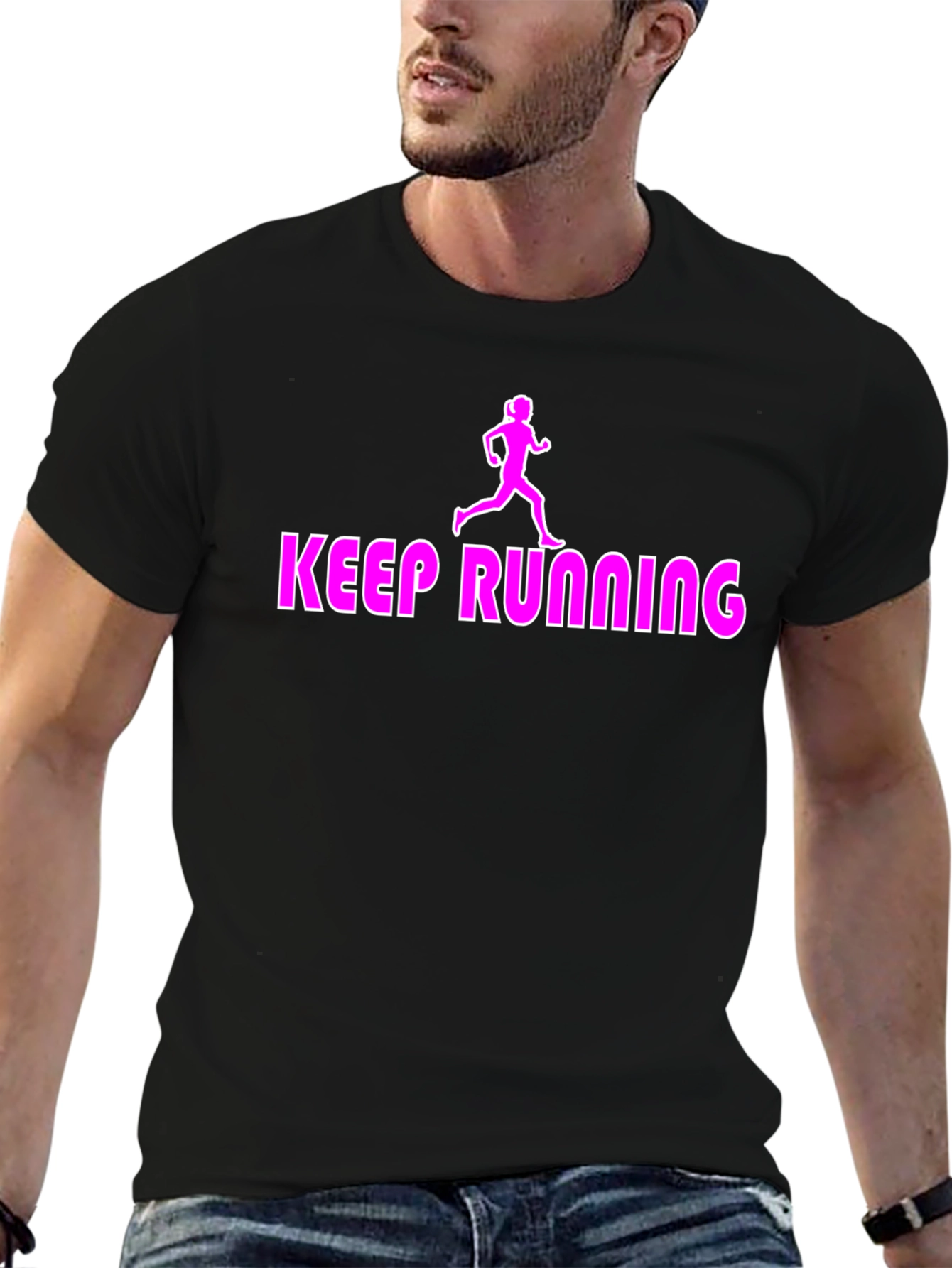 Black Keep Running Graphic Tee - Black view 6